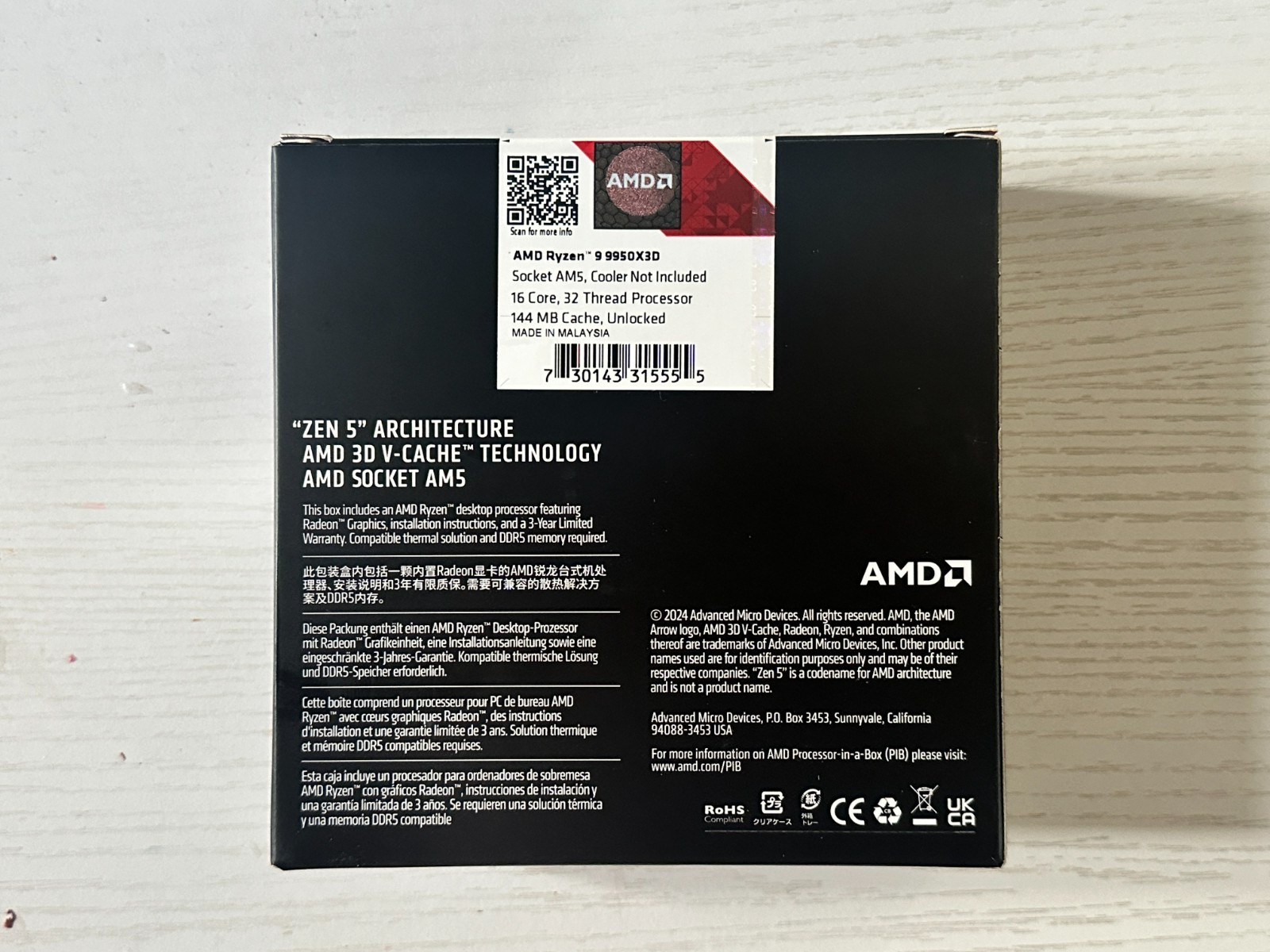 New Sealed AMD Ryzen 9 9000 2nd Gen 9950X3D 16 Core 4.30 GHz Processor CPU