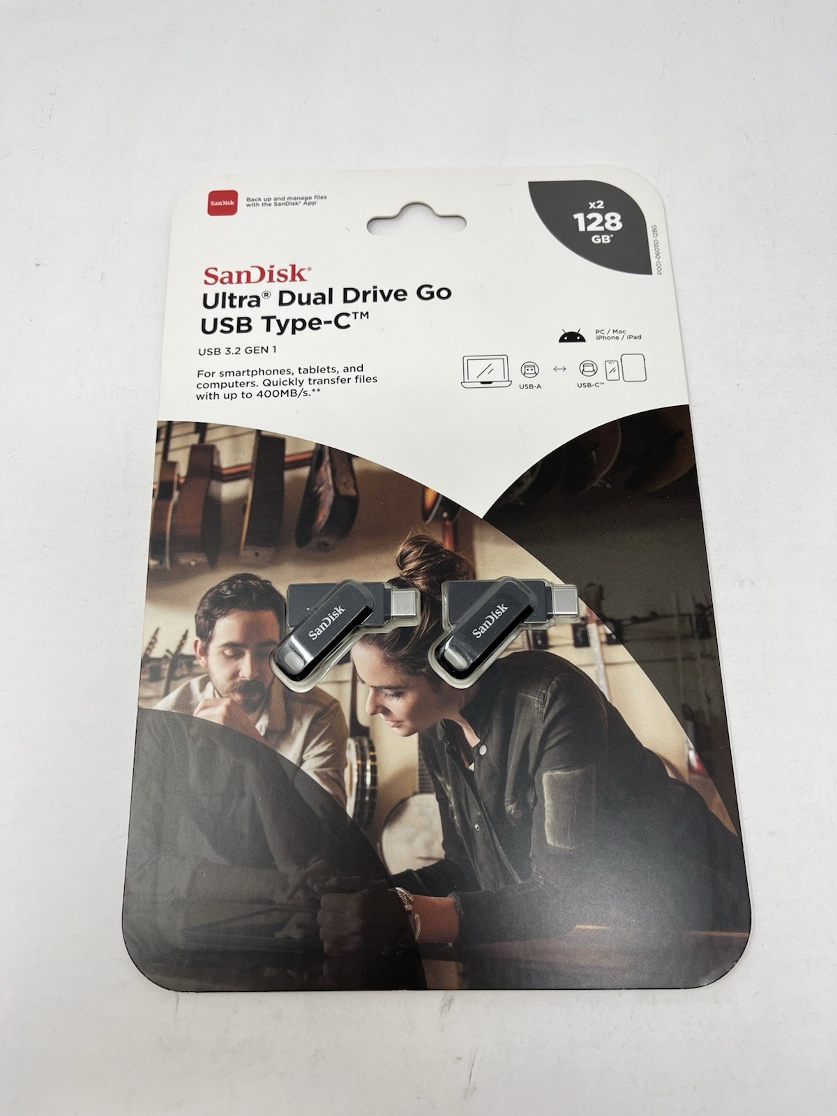 New SanDisk Ultra Dual Drive Go USB Type C USB Flash drive SDDDC3-128G-AS162 2pk