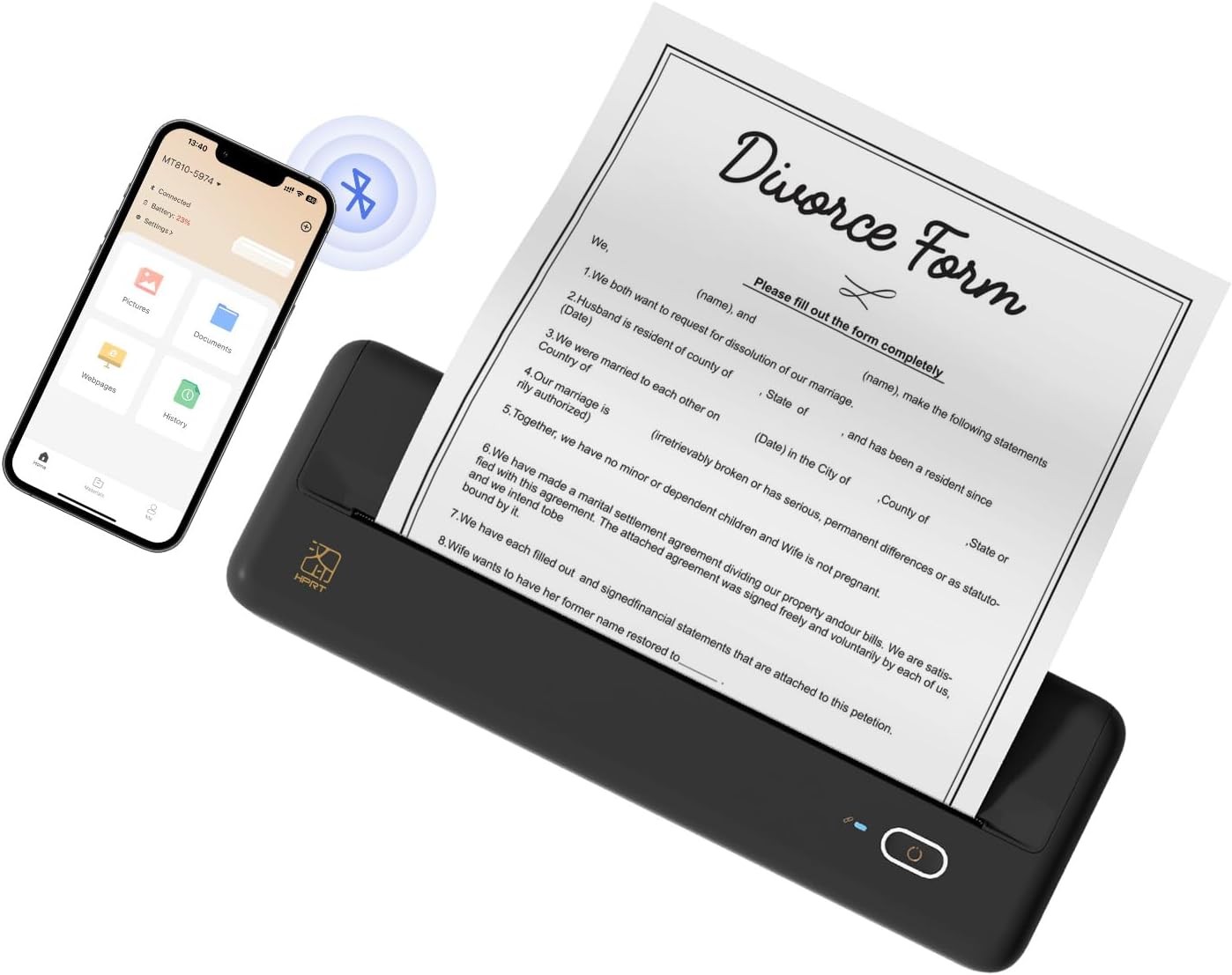 HPRT MT810 Portable Thermal Printer Bluetooth Wireless for Travel Mobile Office