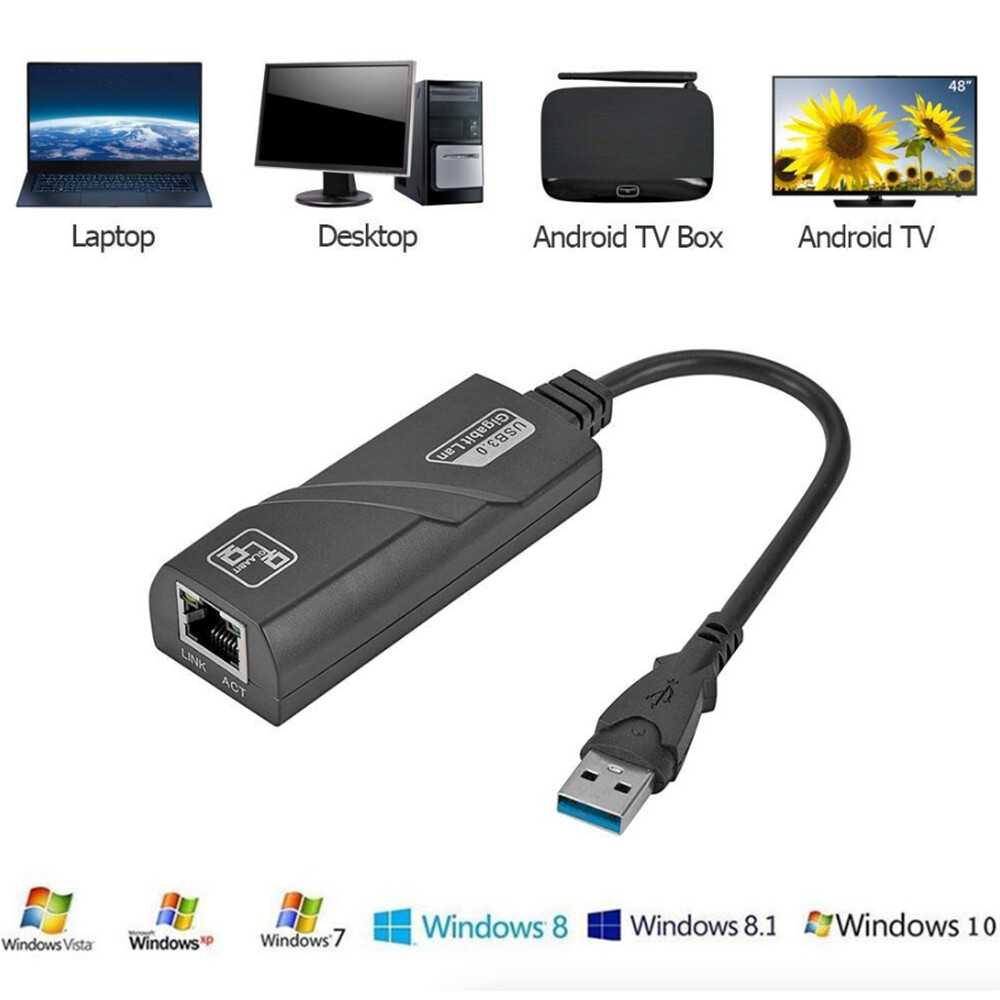 USB 3.0 Gigabit Ethernet LAN RJ45 1000Mbps Network Adapter For Windows PC LOT