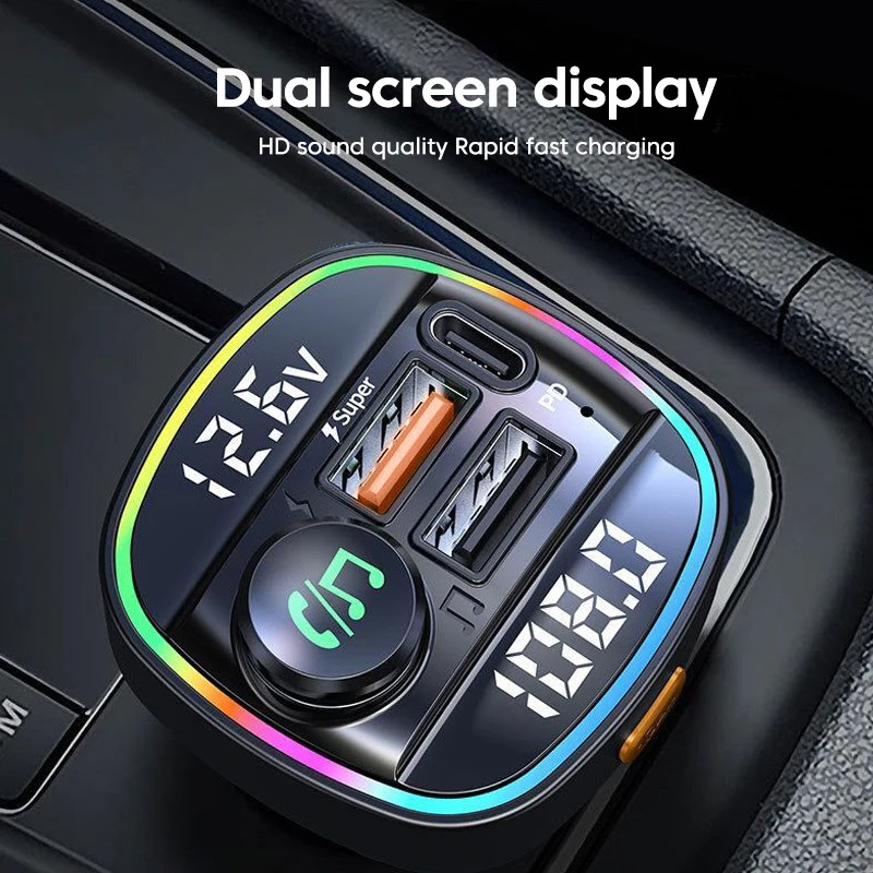 Bluetooth 5.0 Car Wireless FM Transmitter Adapter USB PD Charger AUX Hands LOT