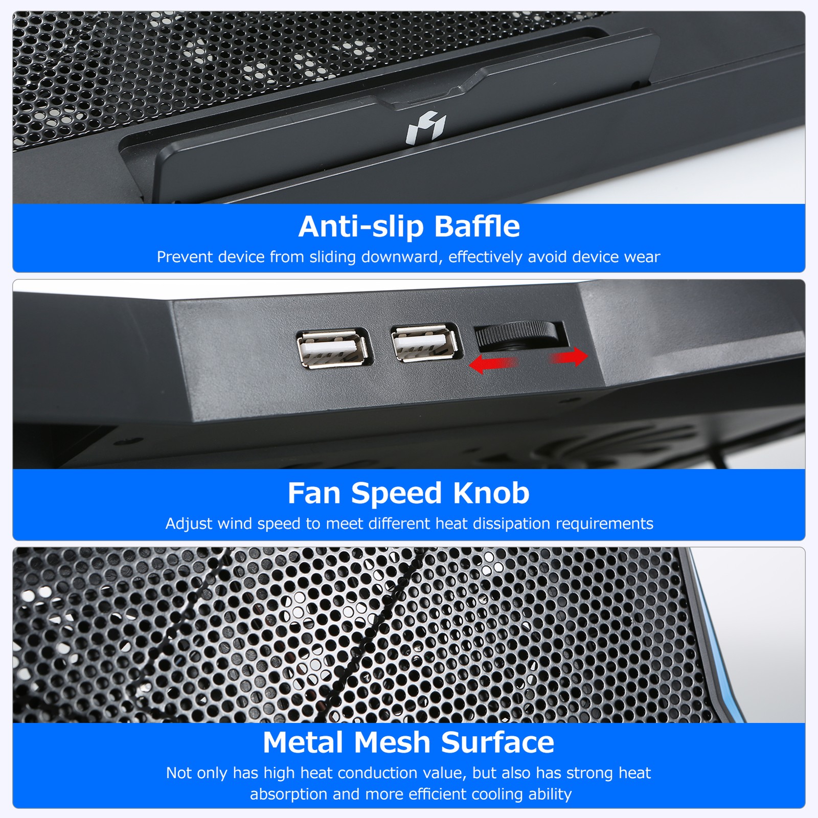 Foldable Laptop Cooler 6-fan Laptop Cooling Stand Low Noise With 6-level