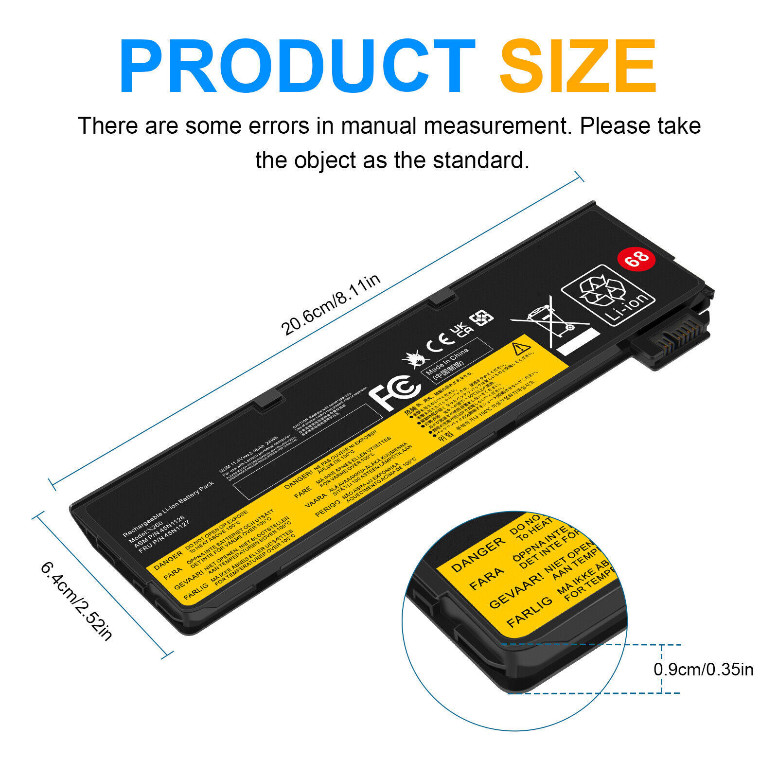 Battery for Lenovo ThinkPad X240 X250 X260 T440 T440S T450 45N1134 45N1776 68+