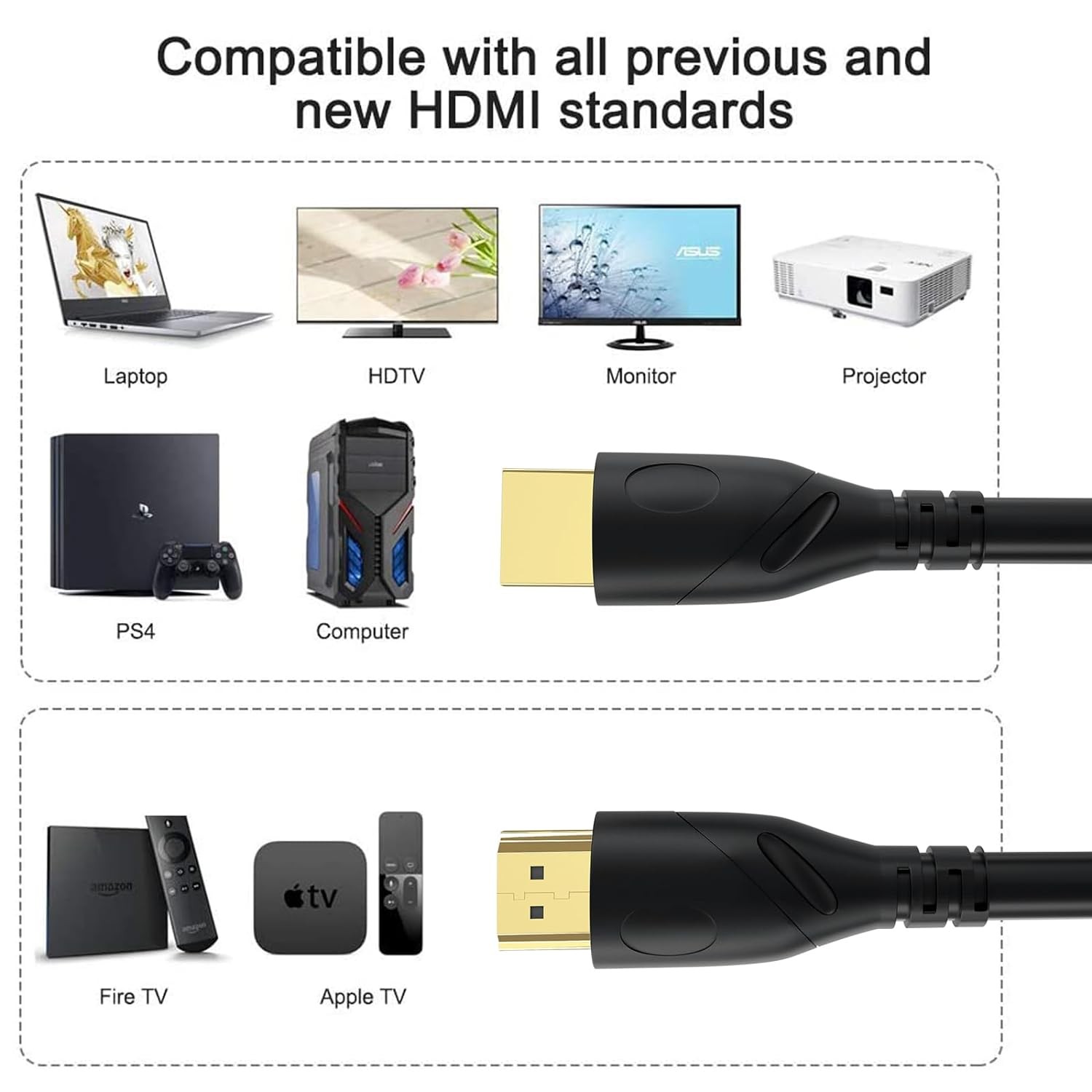 4K HIGH SPEED HDMI CABLE 2.0 1FT 2FT 3FT 6FT 8FT 10FT 15FT 20FT 35FT 50FT 75FT