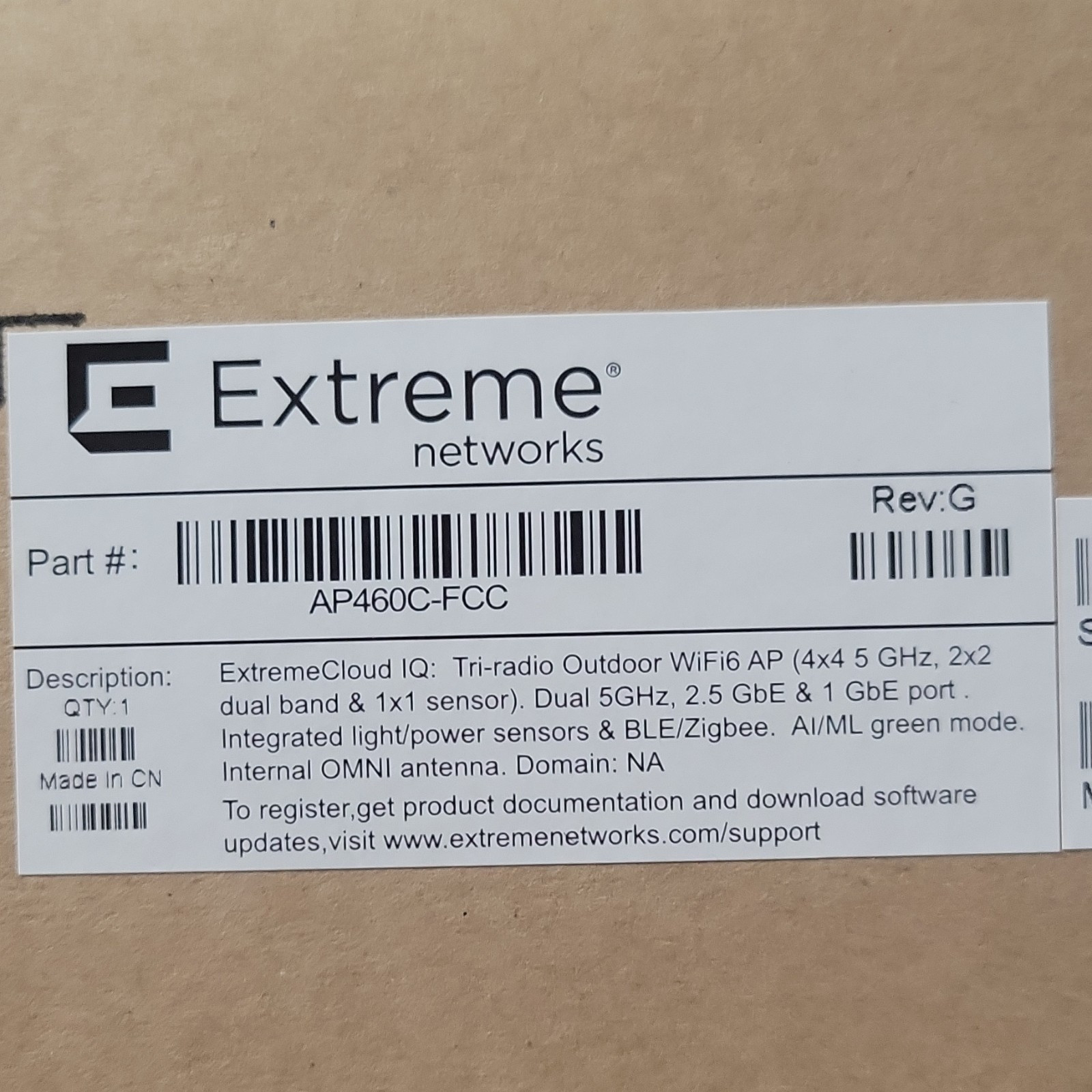 Extreme Networks AP460C-FCC WiFi 6 Access Point Dual-Band BLE Zigbee White