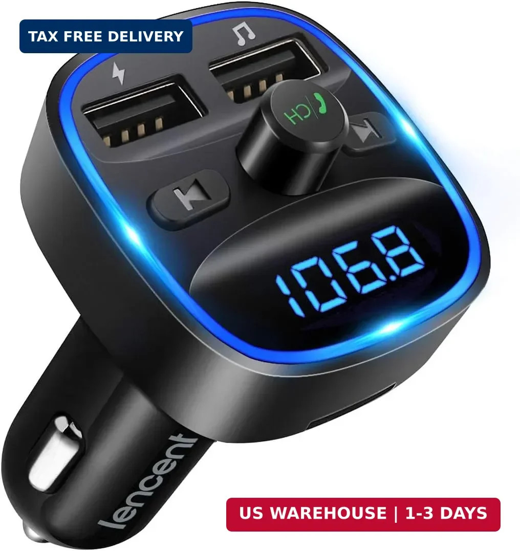 Lencent Fm Transmitter, Bluetooth Fm Transmitter Wireless Radio Adapte