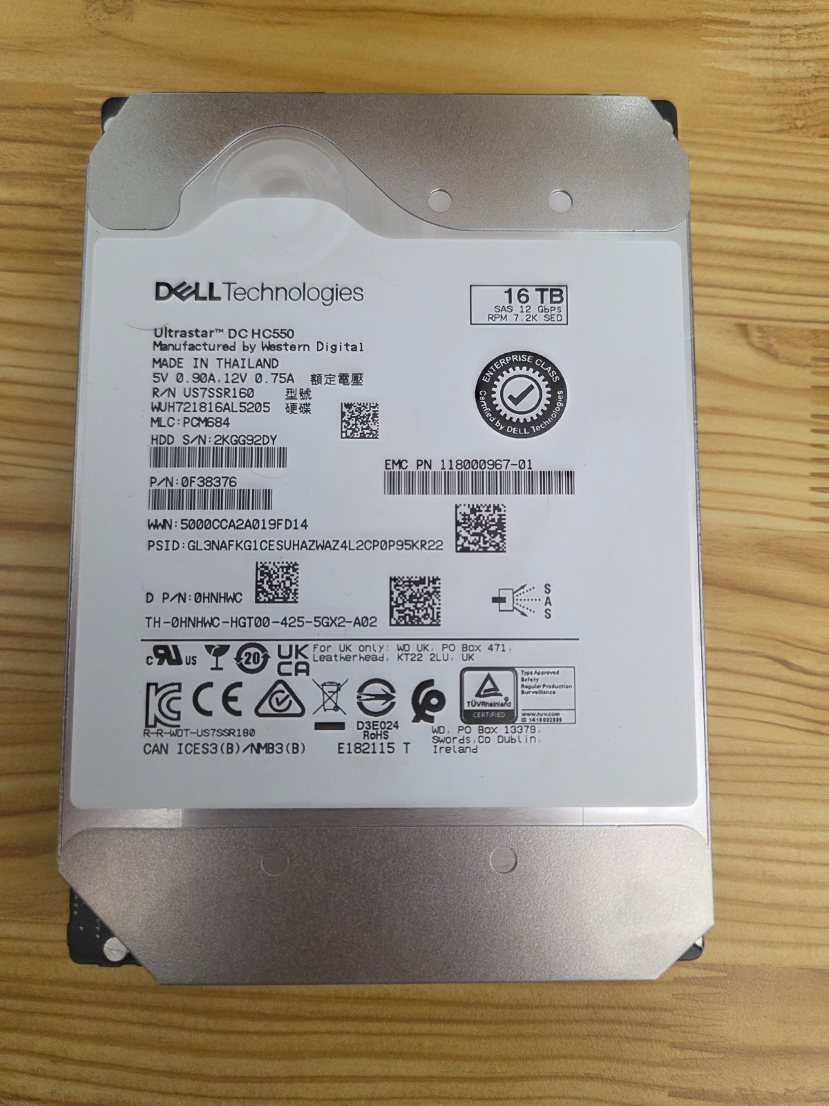Dell 16TB 7.2K RPM SAS 12Gb/s 512e 3.5″ Enterprise PowerEdge HDD 0HNHWC G13