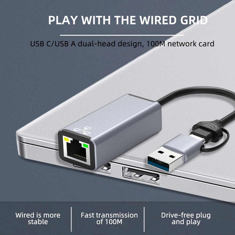 USB C Network Adapter Type-C to RJ45 Gigabit Ethernet 1000Mbps For Macbook Pro