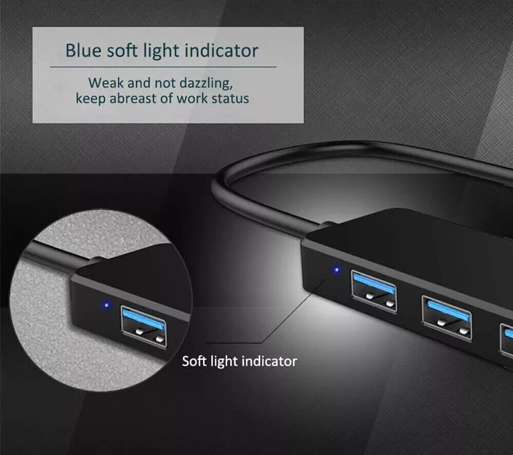 USB 3.0 Hub 4-Port USB Hub USB Splitter USB Expander for Laptops Flash Drive HDD