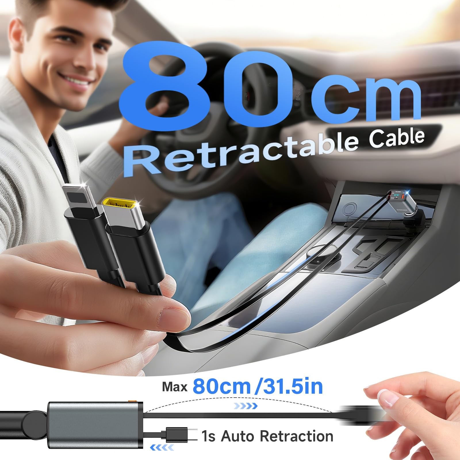 Car Bluetooth Adapter & Car Charger USB C, 69W Cigarette Lighter Adapter with…
