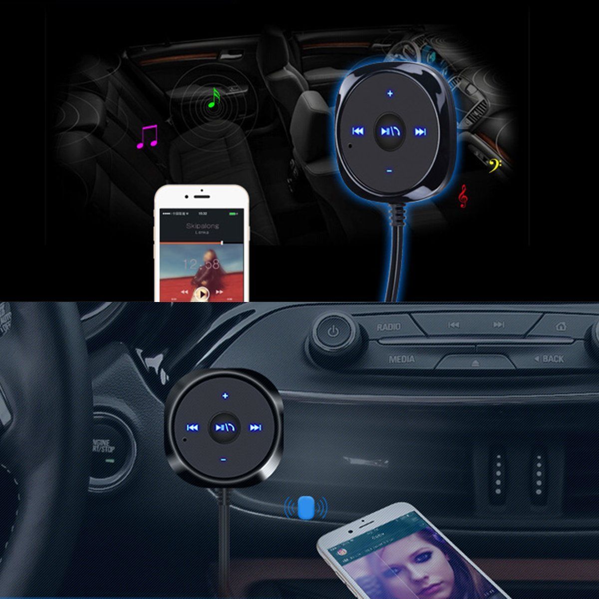 Bluetooth Wireless Music Audio Receiver Adapter To Car Aux In FM Speaker iPhone