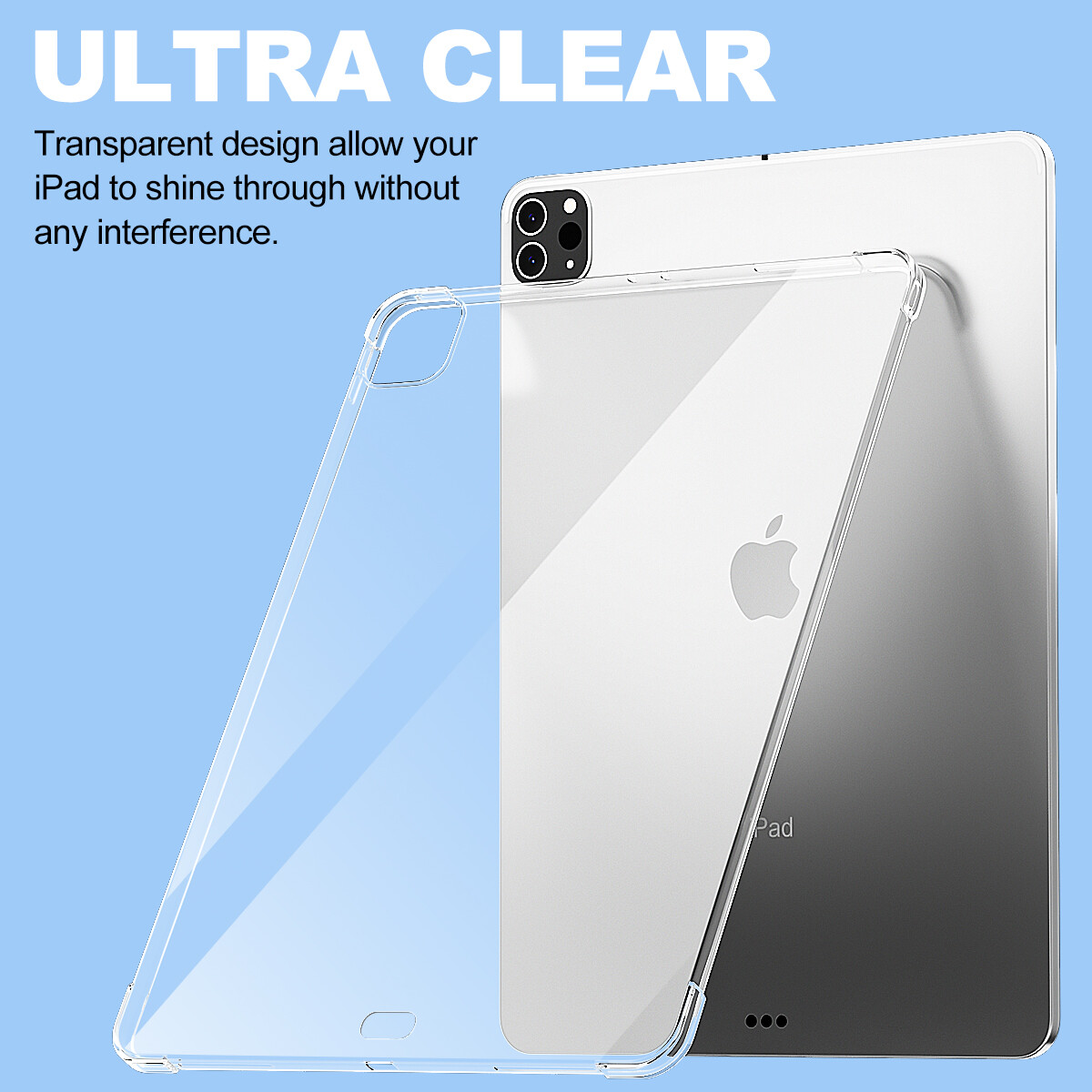For iPad Pro 12.9 in 6th/5th/4th Generation Case Clear TPU Shockproof Slim Cover