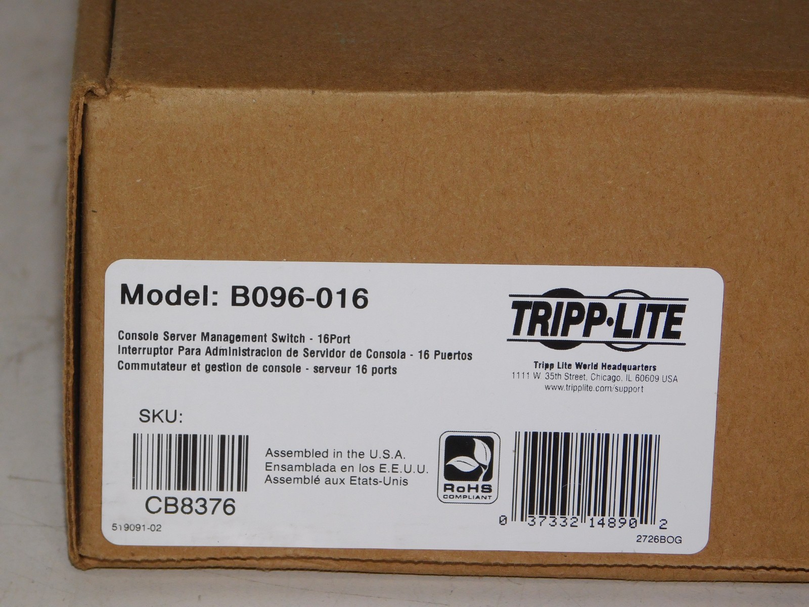 New Tripp Lite B096-016 Console Server Management Switch 16 Port Serial Unit USA