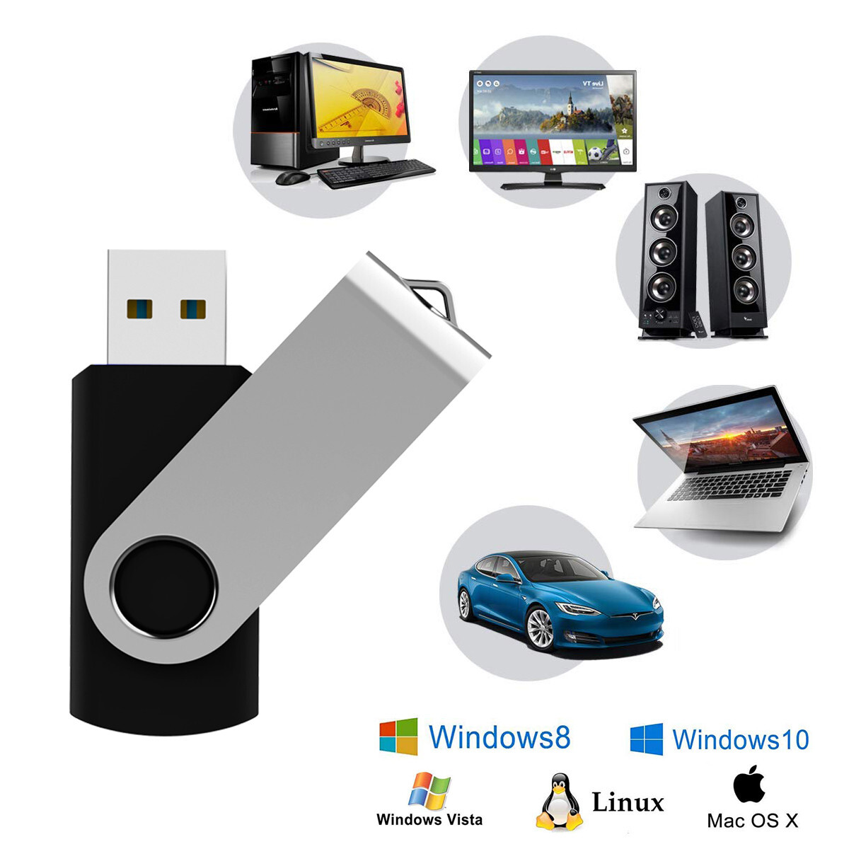 4GB USB 2.0 Flash Drive Memory Stick Swivel Thumb Drive Stick Pen Drive Lot