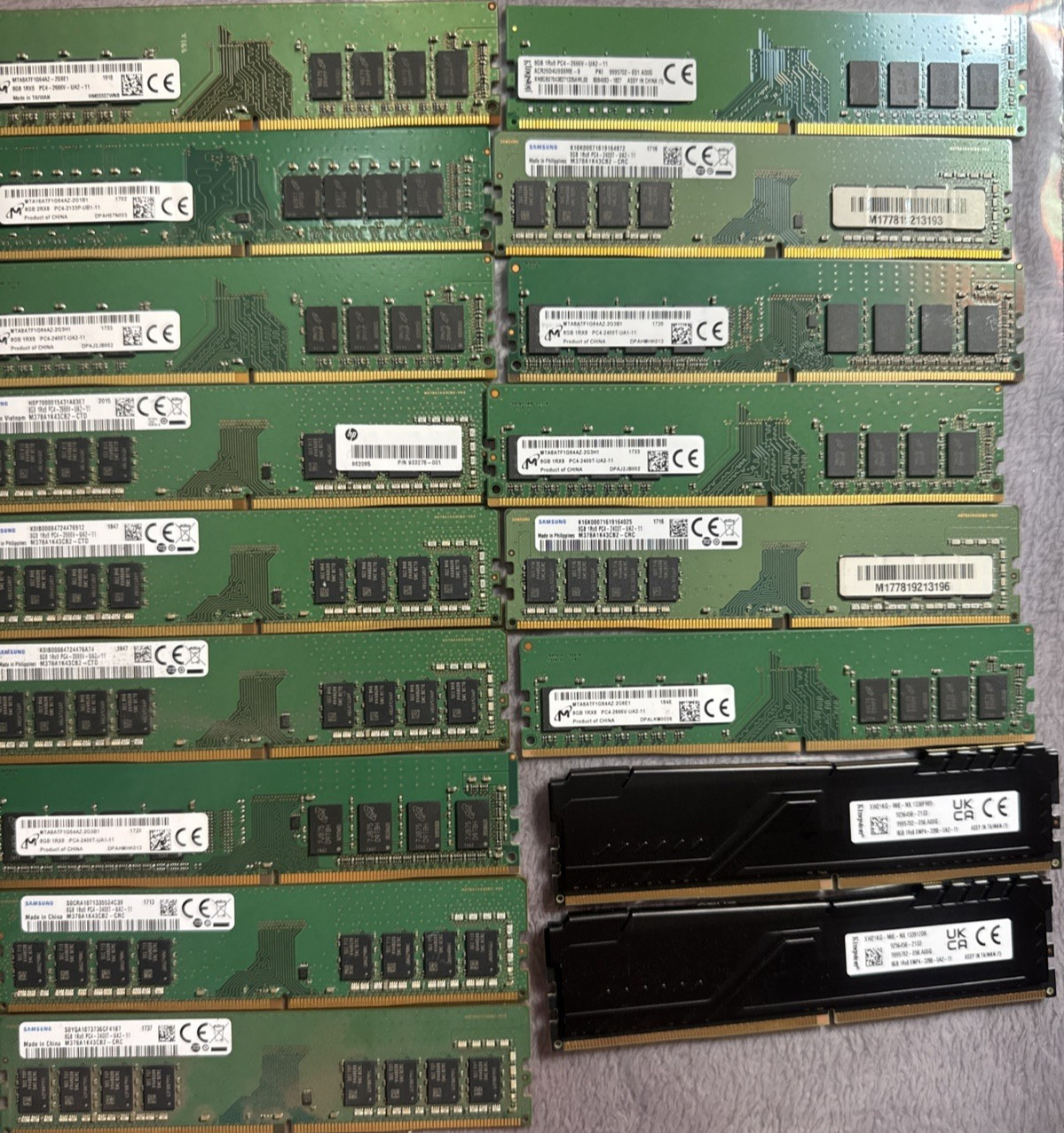 LOT OF 44 Mixed 8GB 1Rx8 PC4-2666V-UA2-11 MTA8ATF1G64AZ-2G6E1 Micron Desktop RAM