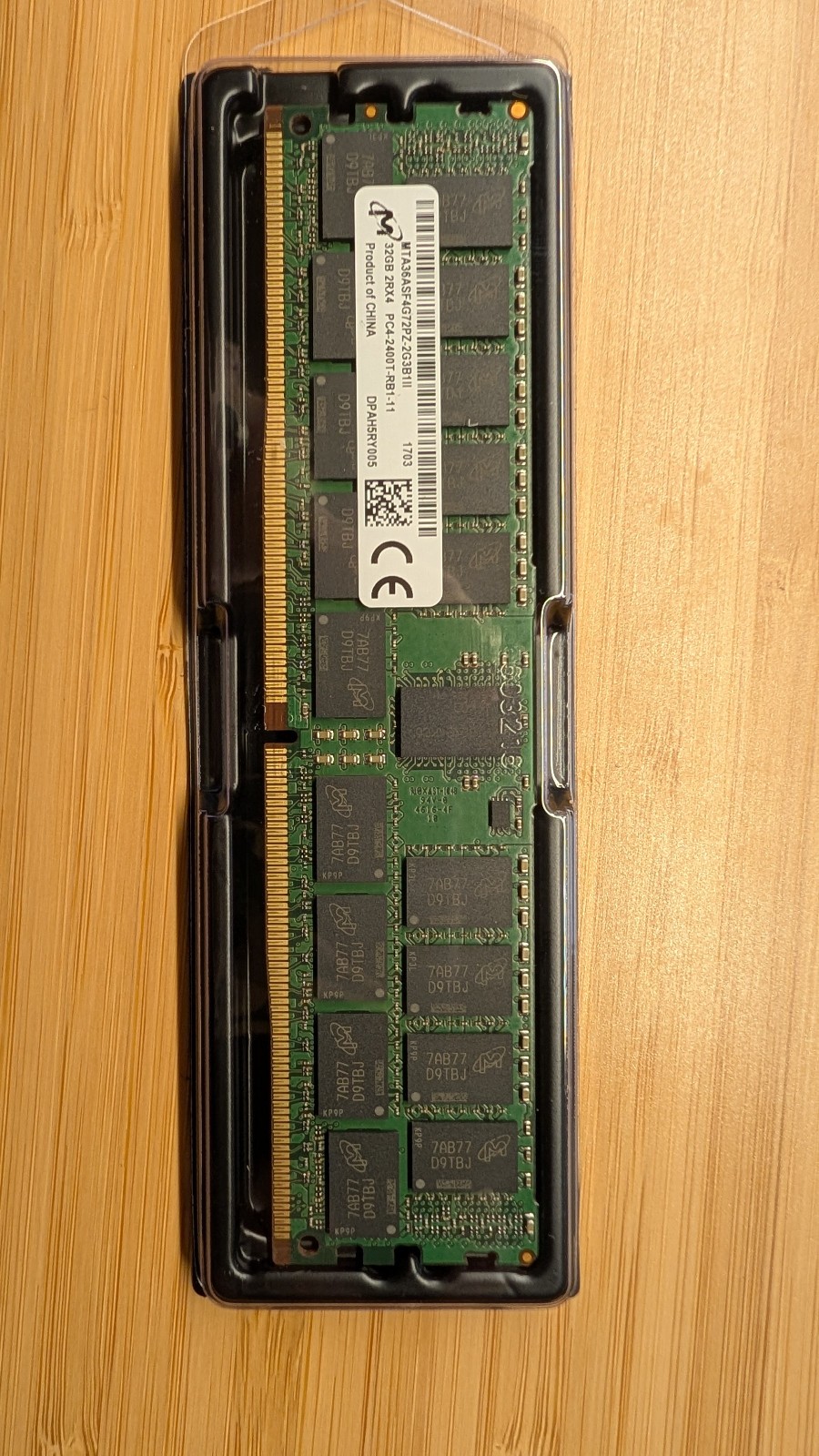 Micron 32GB PC4-2400T DDR4-2400 Registered Server RAM MTA36ASF4G72PZ-2G3B1II ECC