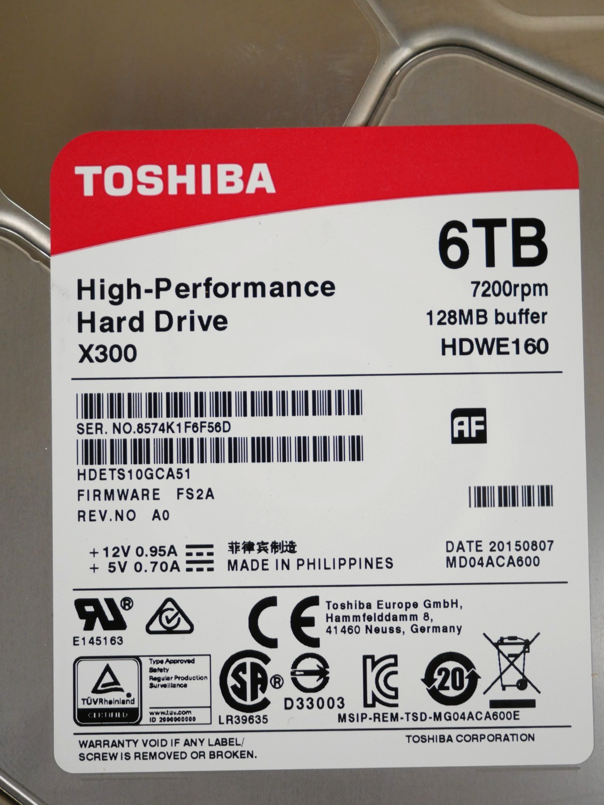 Toshiba HDETS10GCA51 6TB 7.2K 6Gbps SATA 3.5″ High Performance Hard Drive