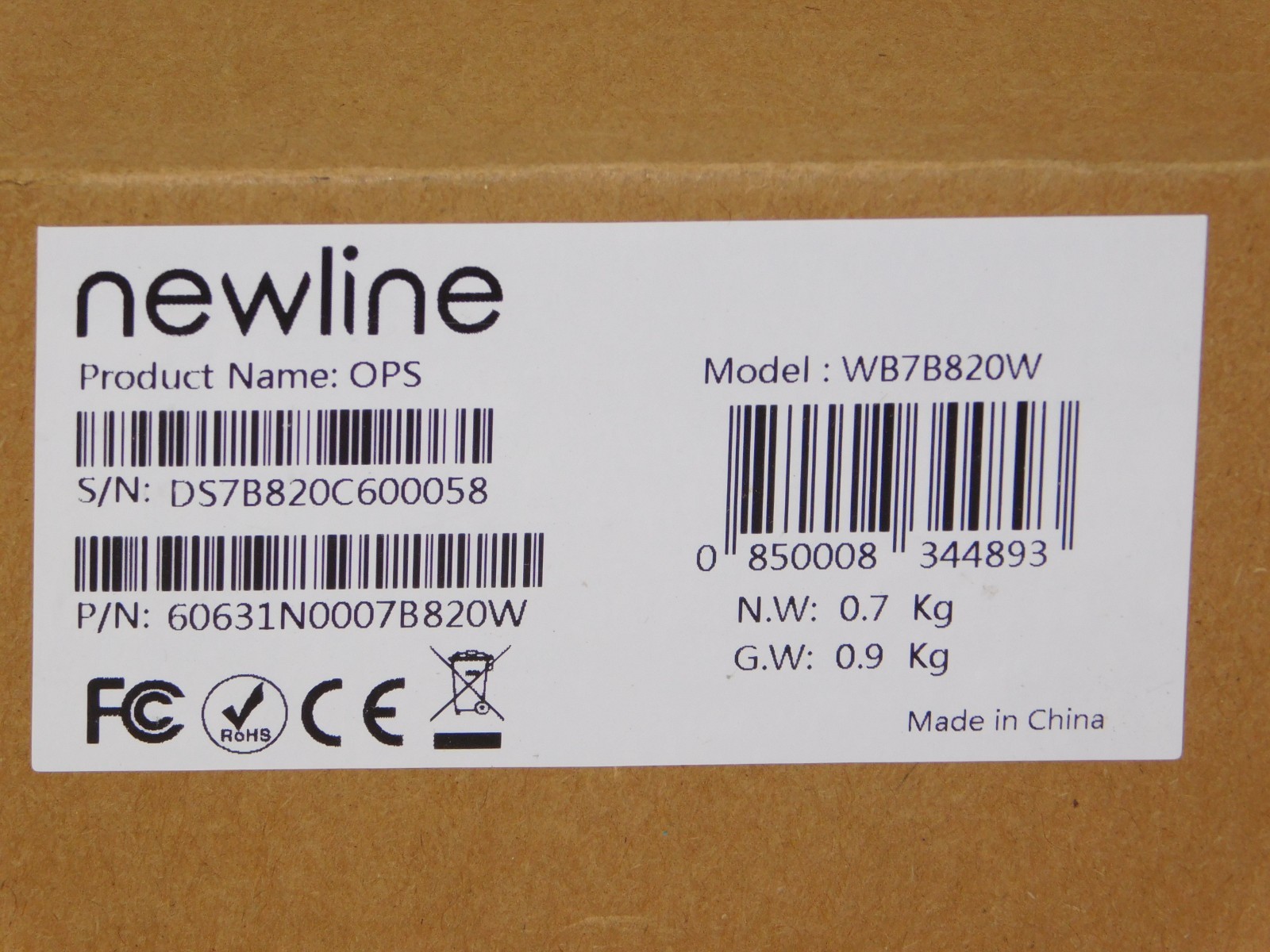 New Newline WB7B820W OPS PC Module On Board Computer Windows 11 Display Unit