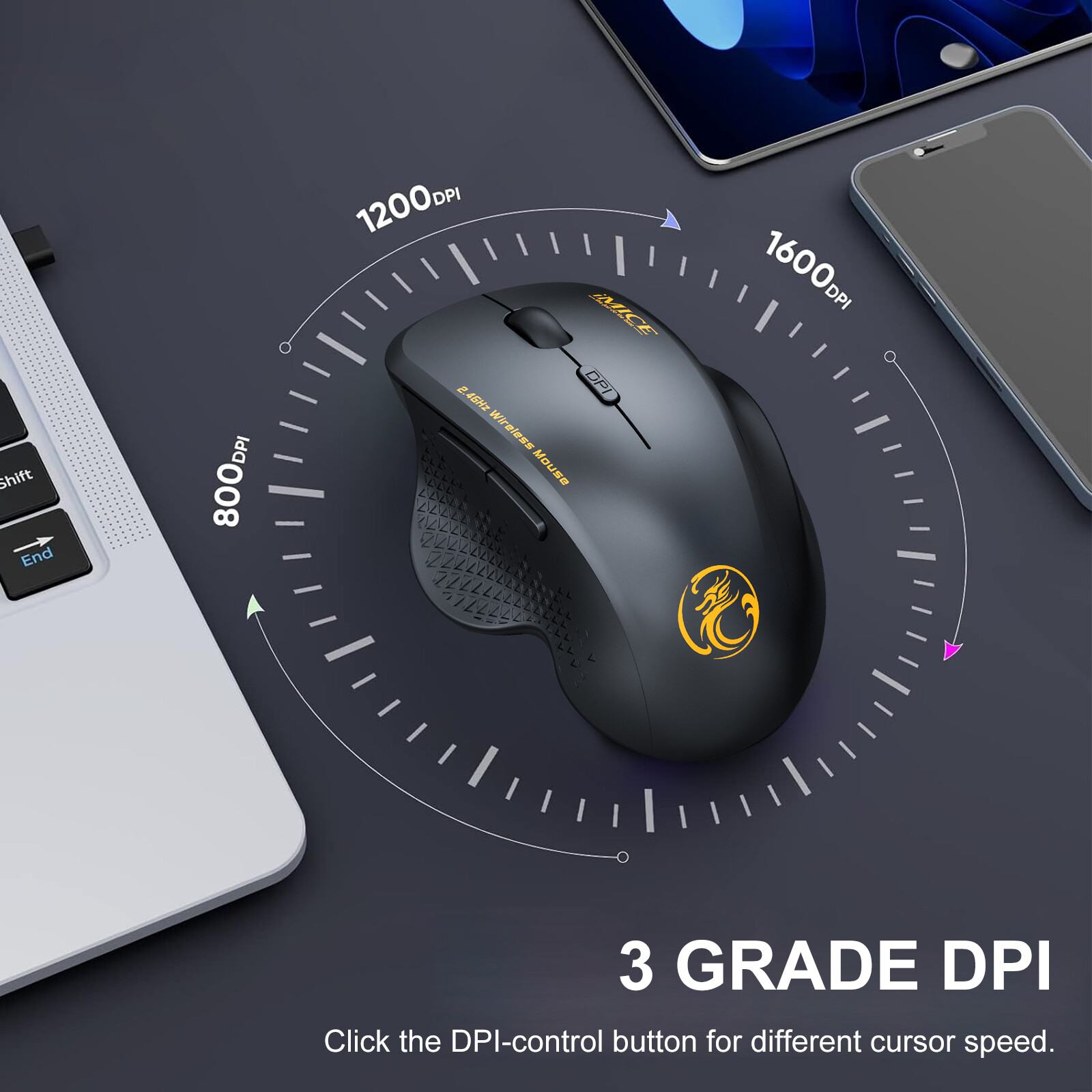 2.4GHz Wireless Optical Mice PC Gaming Mouse 6 Buttons & USB Receiver for Laptop