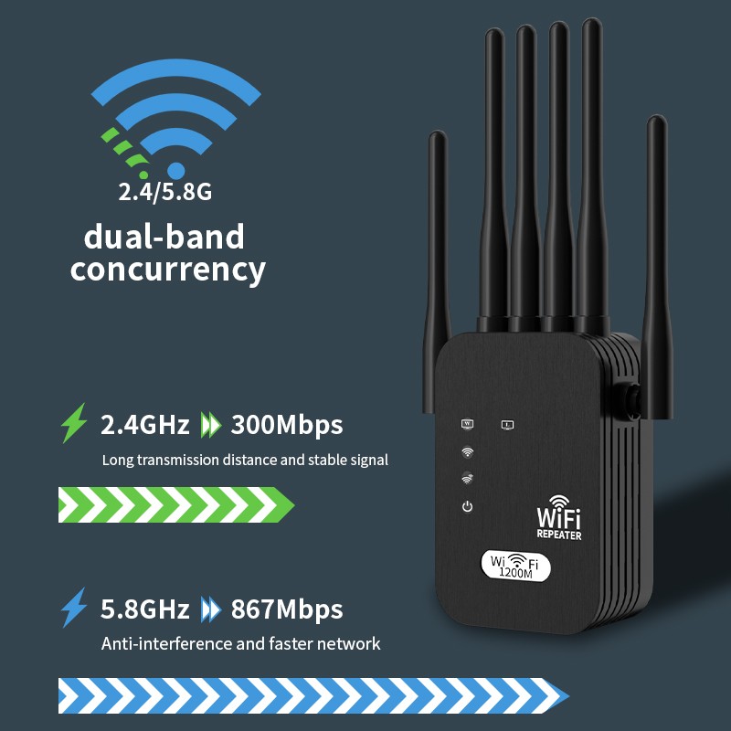 5G Internet WiFi High-Speed Extender Amplifier Router Signal Booster 867Mbps