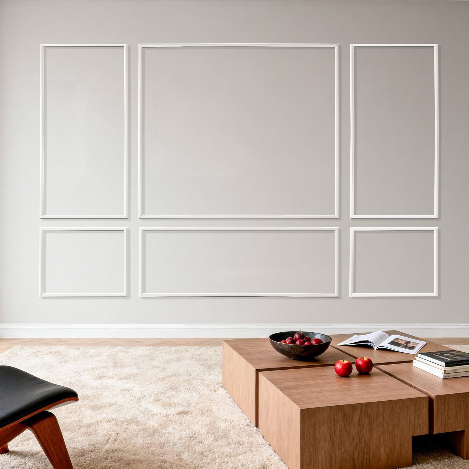 Wall Molding 3 Pack, Wainscoting Panels Kit, Lightweight Paintable Polystyrene,