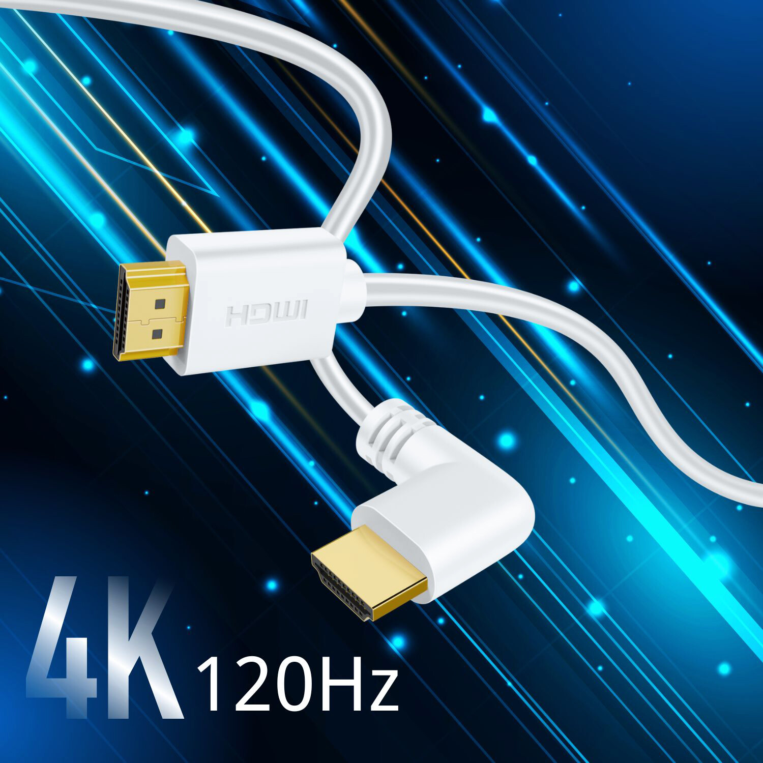 Right Angle HDMI Cable (3 FT) High Speed HDMI 2.0 Cord Supports 4K60hz (White)