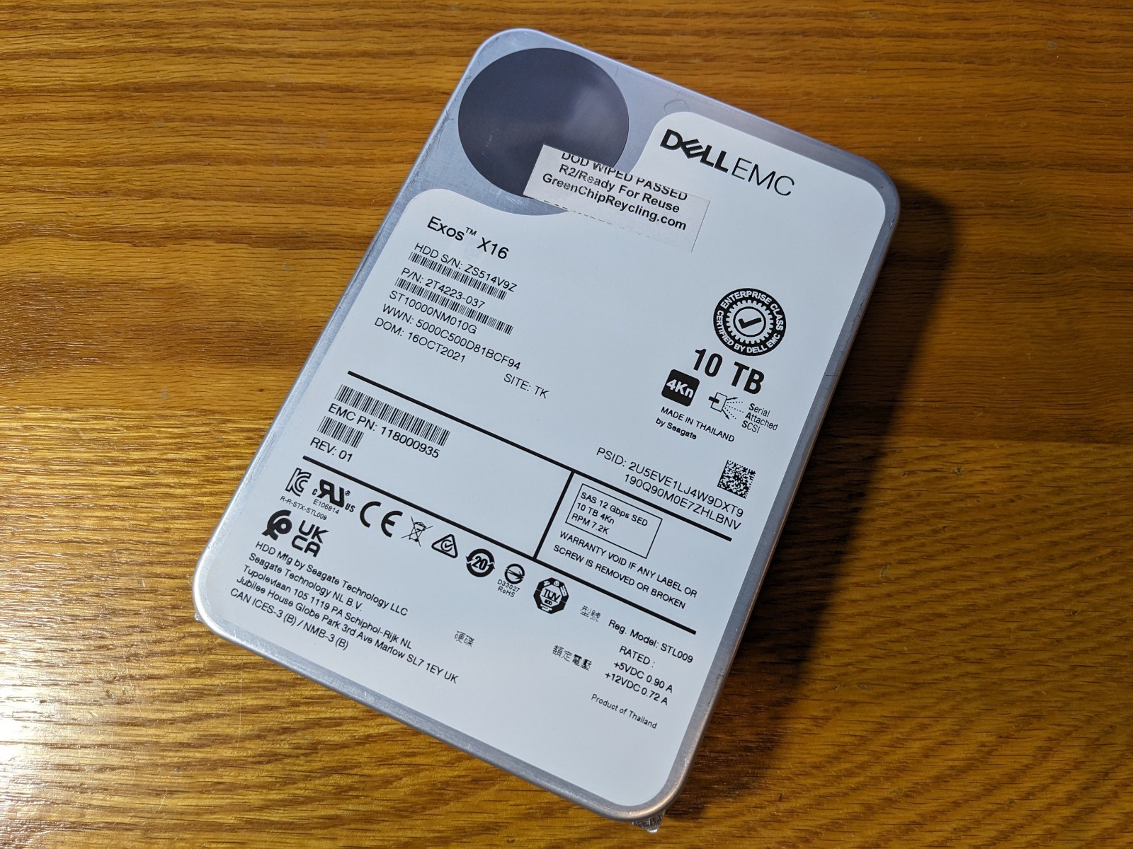 Seagate 10TB Exos X16 7.2K SAS 3.5″ Hard Drive HDD Dell ST10000NM010G 100% Healt