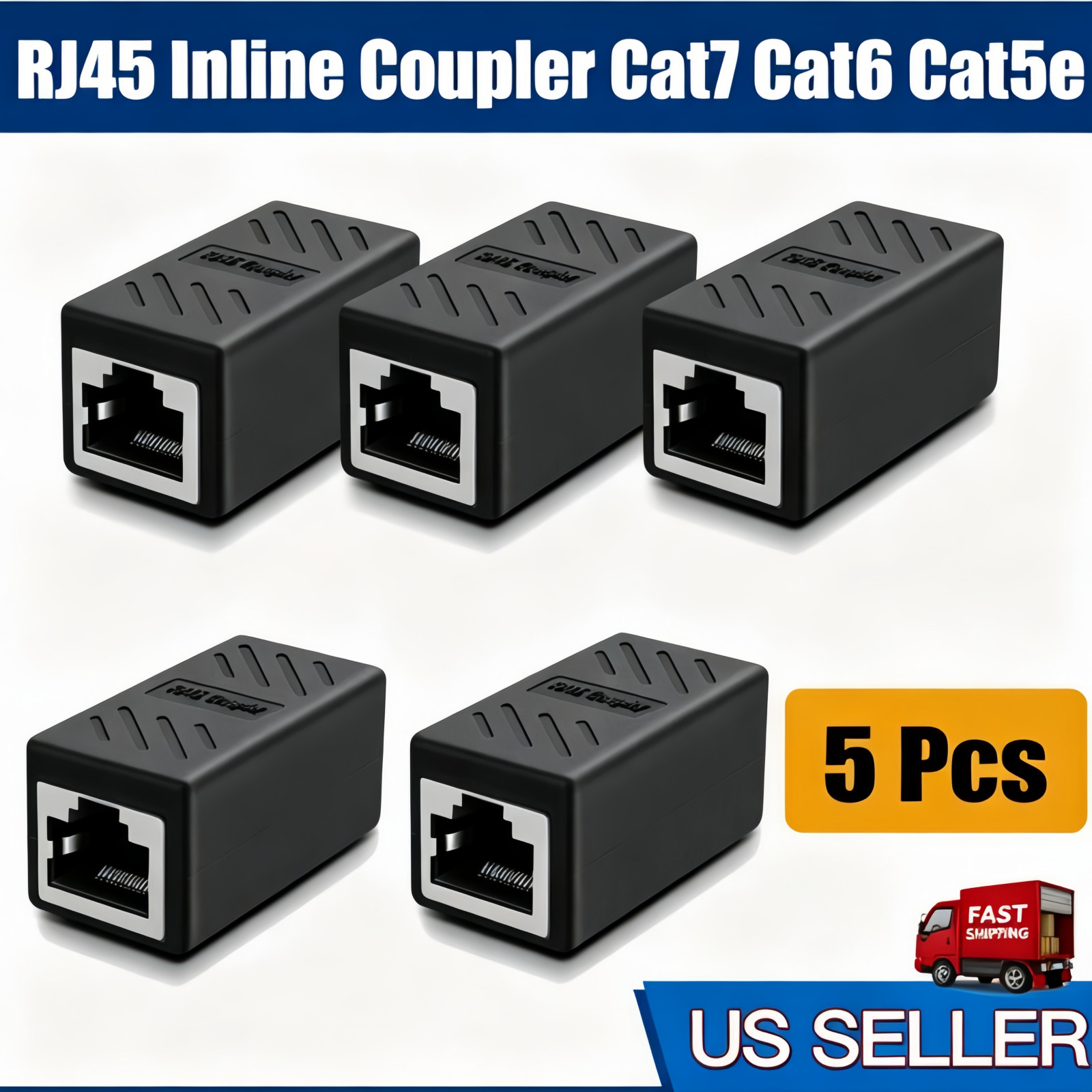 5PCS RJ45 Inline Coupler Cat6 Cat5e Cat 7 Ethernet Cable Extender Connector