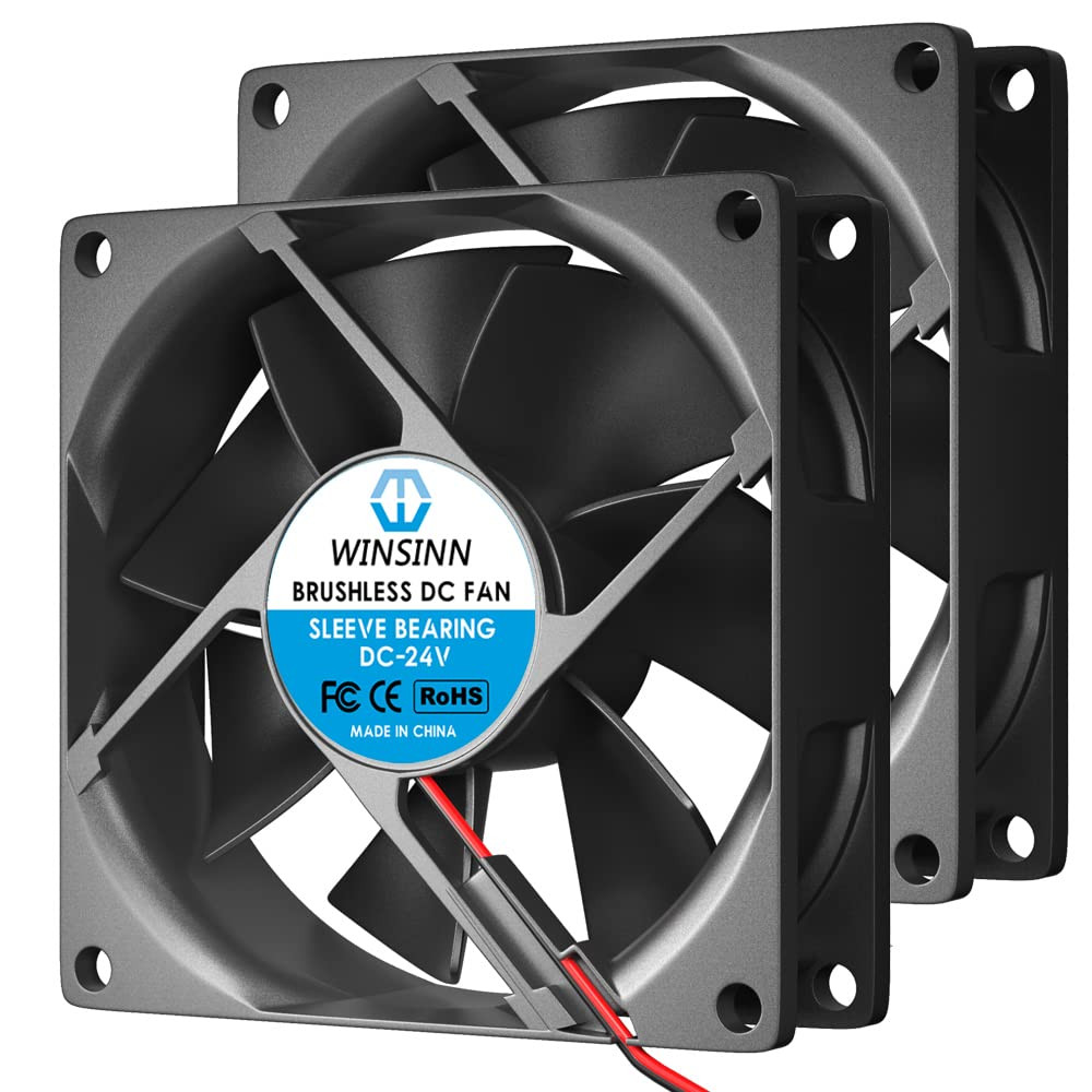 DC 80Mm Fan 24V 8025 Sleeve Bearing Brushless Cooling 80Mmx25Mm 2PIN (Pack of 2P