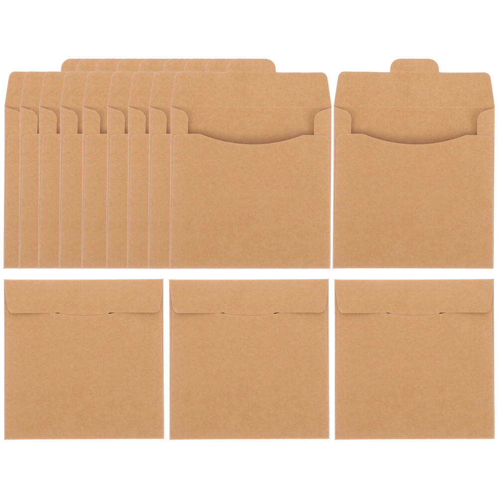 50 Pcs CD DVD Sleeves Brown Kraft Paper DVD Envelopes,Cardboard Envelopes