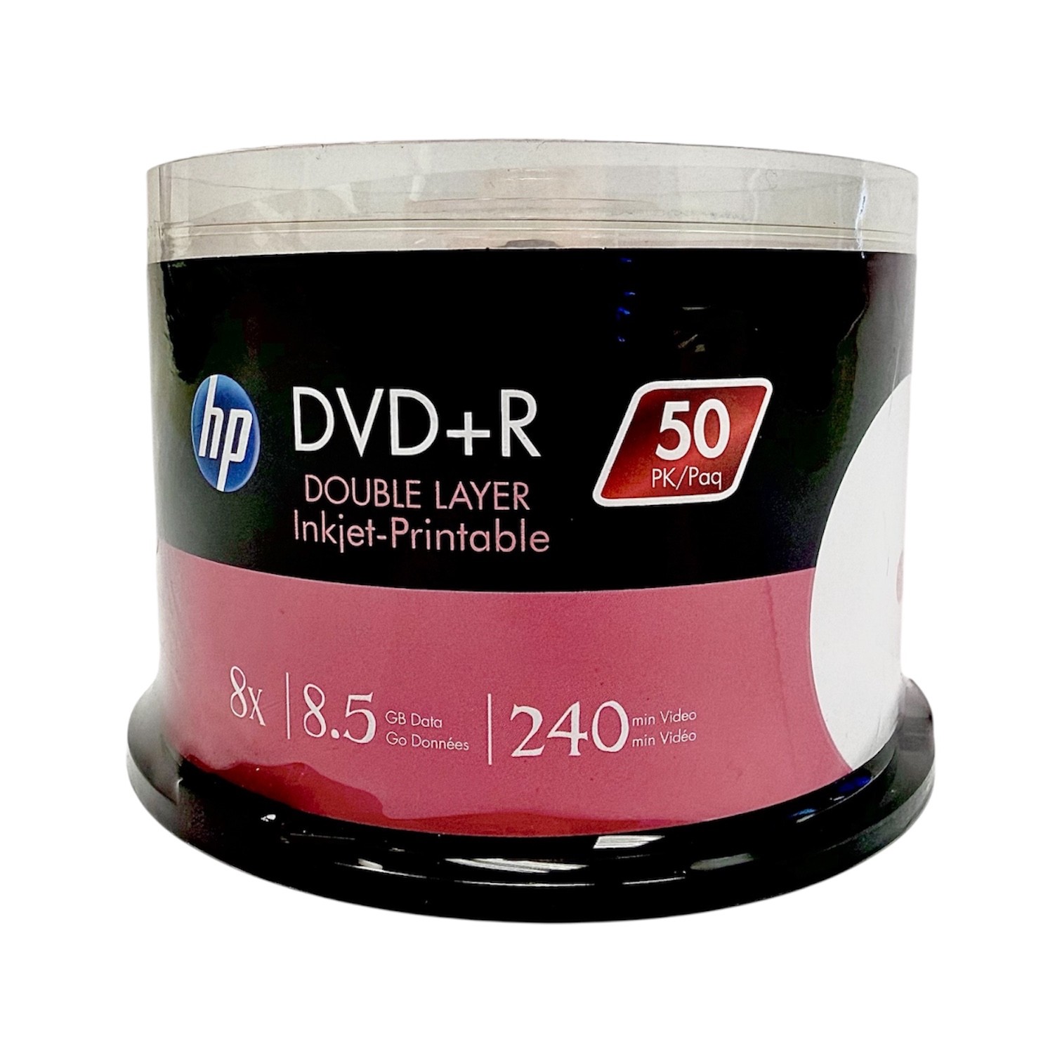 HP DVD+R DL 8.5GB 8X White Inkjet Printable Dual Layer 50 Pack Blank Discs Cake
