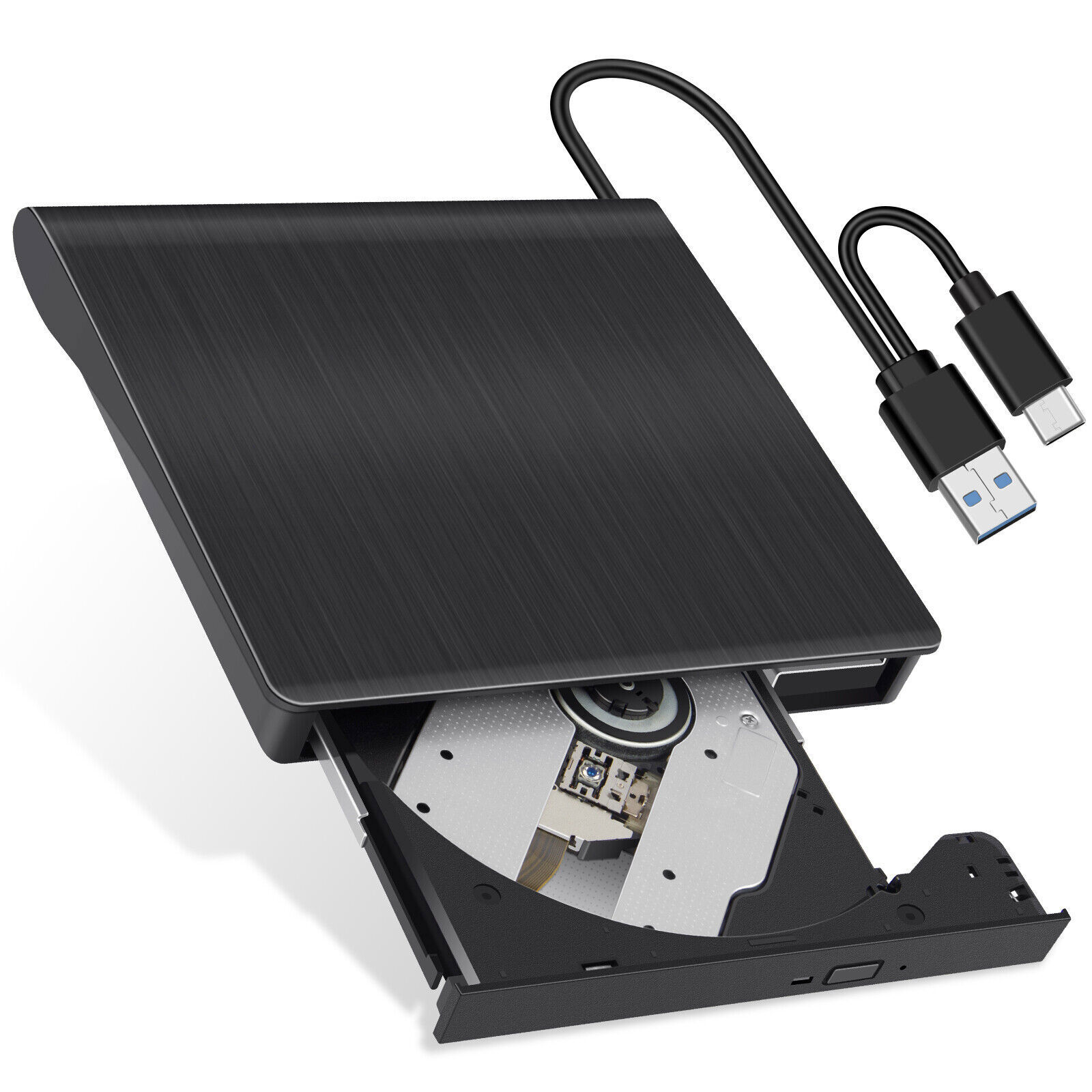 7 in 1 Slim External CD DVD Drive USB 3.0 USB C Disc Player Burner Writer Laptop