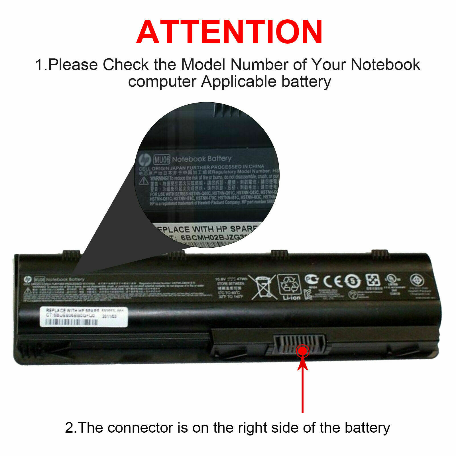 Notebook Battery for HP Pavilion MU06 CQ42 593553-001 593554-001 G6 CQ62 CQ72