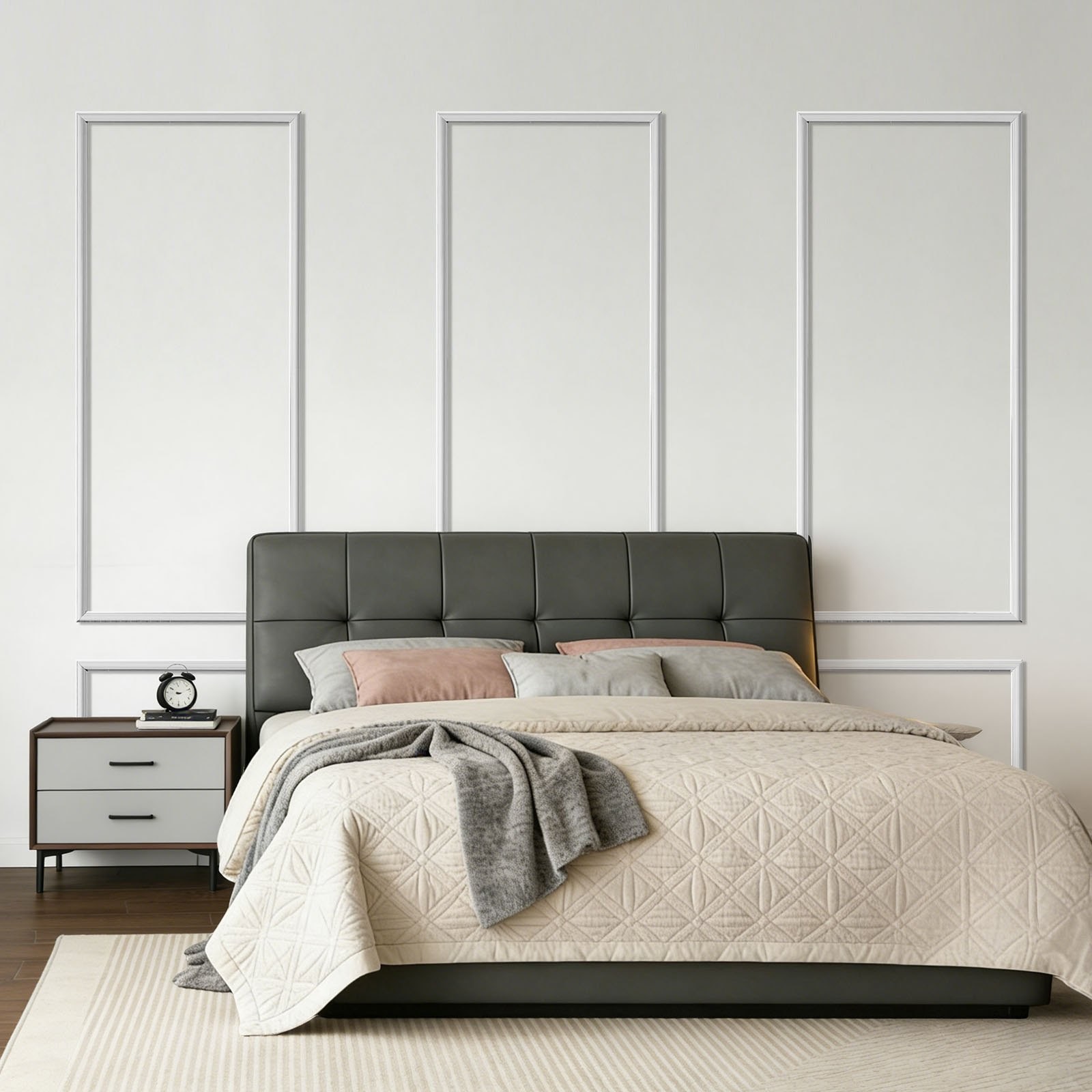 Wall Molding 3 Pack, Wainscoting Panels Kit, Lightweight Paintable Polystyrene,