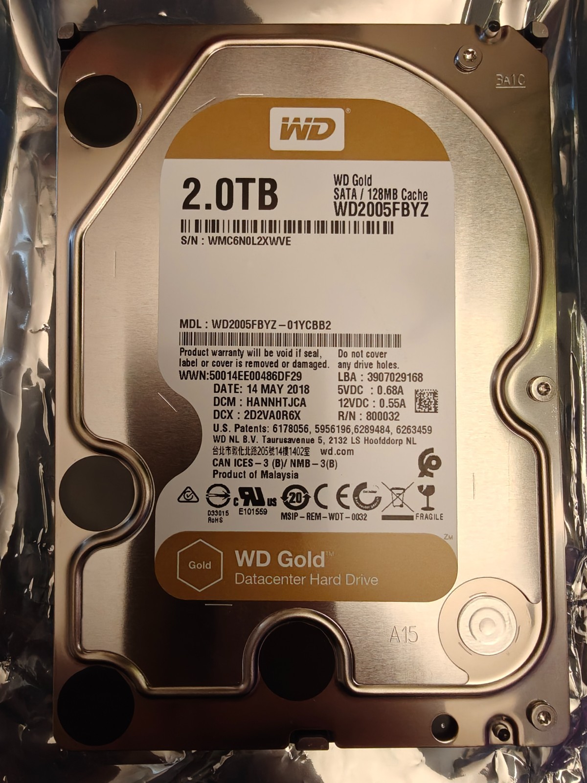 Western Digital WD2005FBYZ 2TB, 7200 RPM, 3.5 inch Datacenter Hard Drive