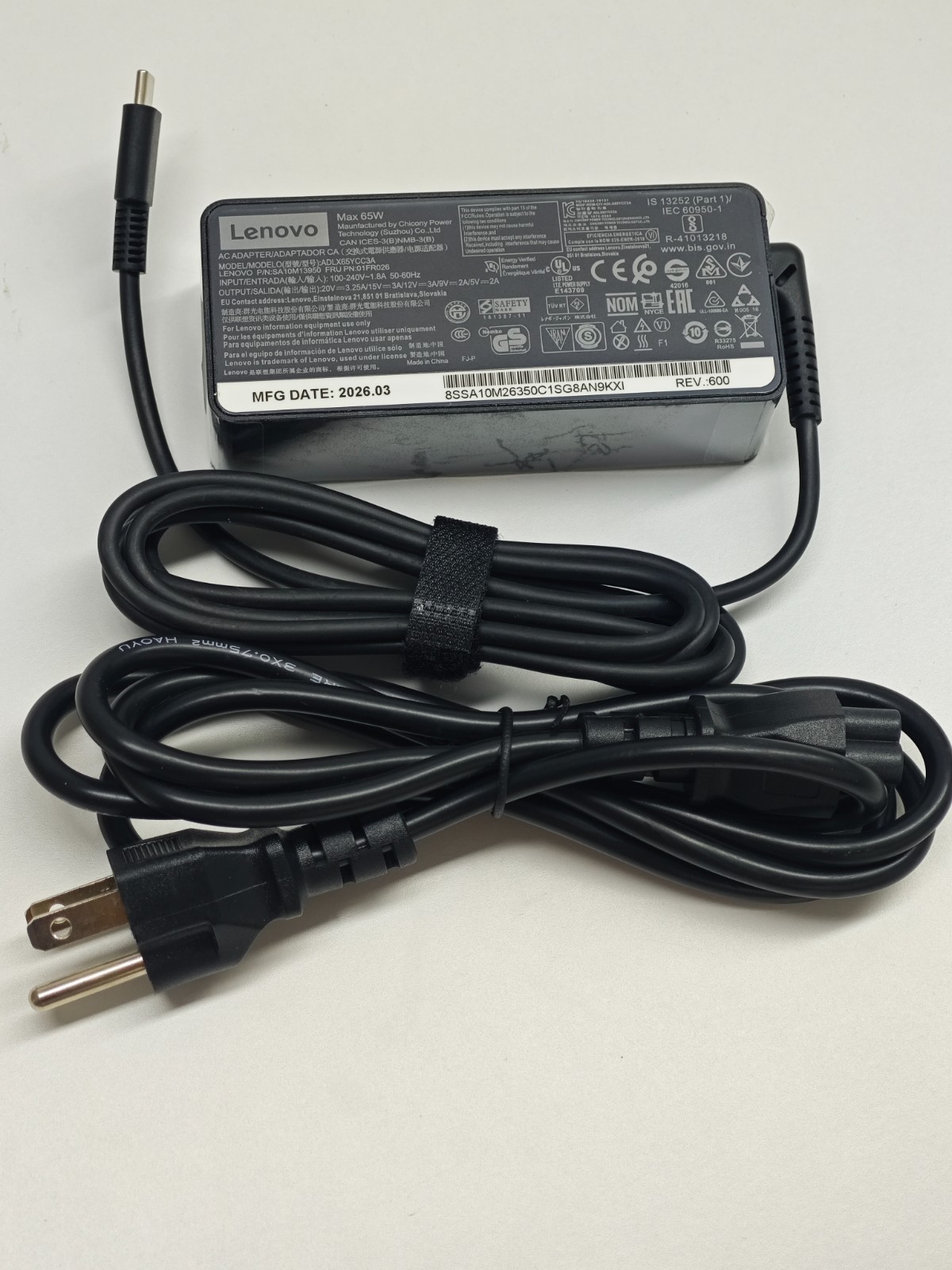 Genuine 65W USB C Laptop Adapter Charger For Lenovo Thinkpad Yoga ADLX65YDC2A