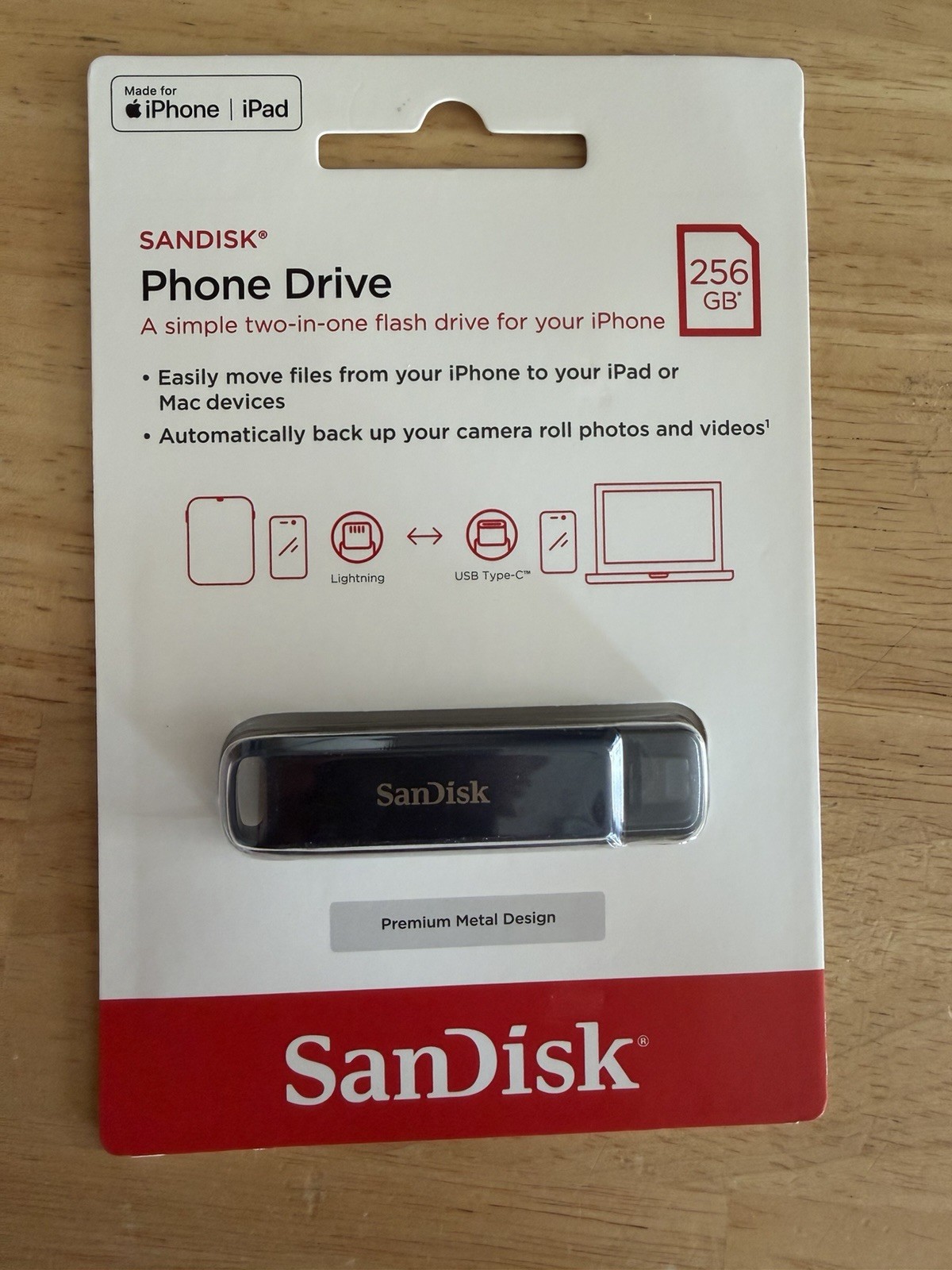SanDisk SDIXD0N-256G-AW6ME Phone Drive 256GB USB Flash Drive for iPhone,