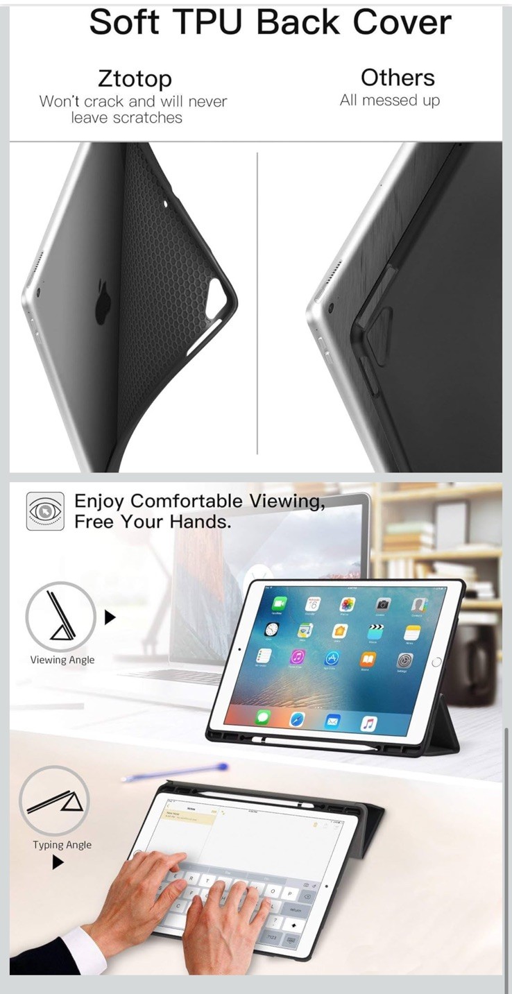 ZtotopCases for iPad Pro 12.9 Inch 2017/2015 (1st & 2nd Generation) Black