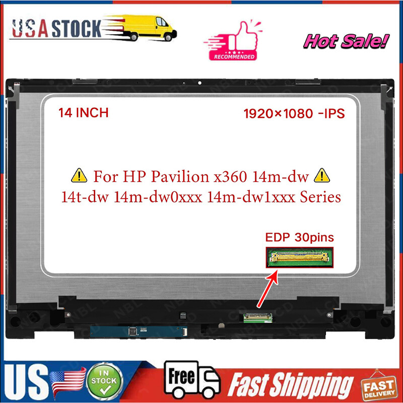 LCD Display Touch Screen Assembly for HP Pavilion x360 14m-dw1013dx 14m-dw1023dx