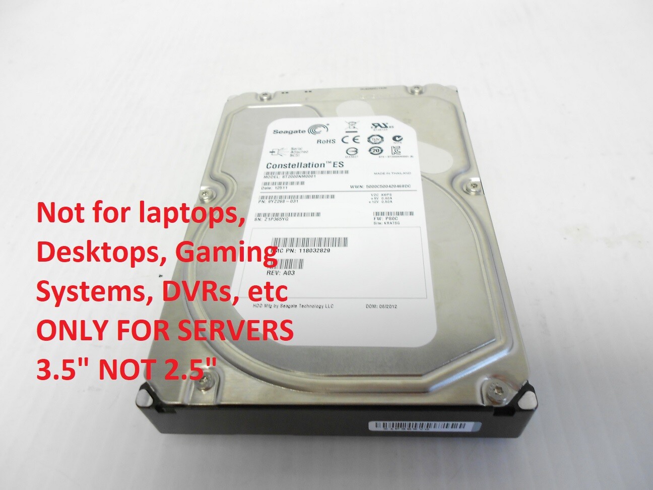 Seagate 2TB 7.2K SAS 3.5″ Storage Server Hard Drive ST2000NM0001 Fits Dell HP