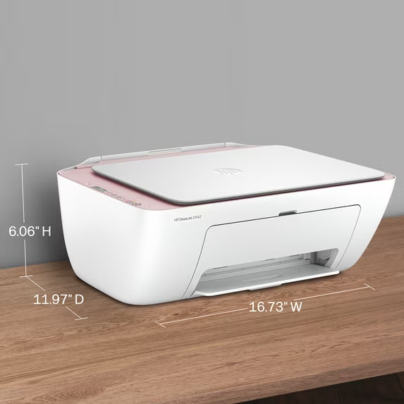 HP DeskJet 2942 Wireless All-in-One Color Inkjet Printer, Pale Rose