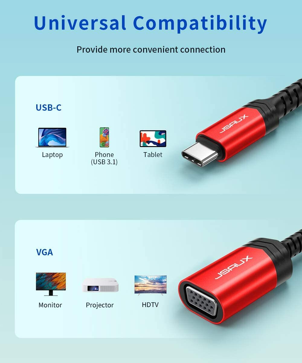 USB C to VGA cable USB 3.1 Type C to VGA adapter converter 4 Apple Dell Lenovo