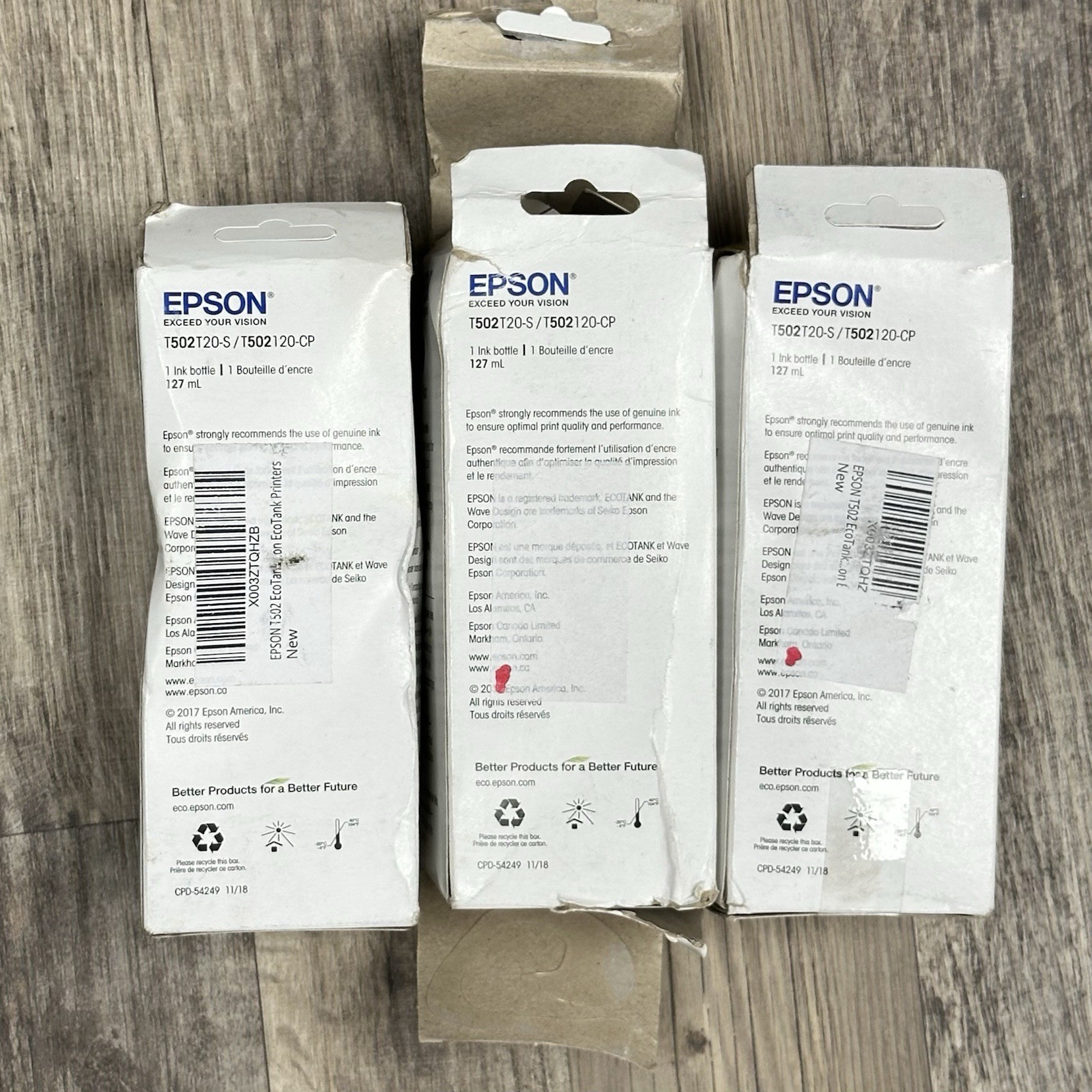 (3) EPSON 502 EcoTank Ink Black 127ml Each – Expires 01/27 Epson 4750 – New OEM
