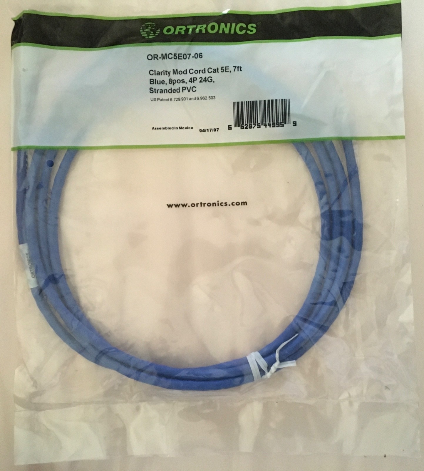LOT of 25 ORTRONICS Cat5e Ethernet Patch Cable New and Sealed 7Ft Blue