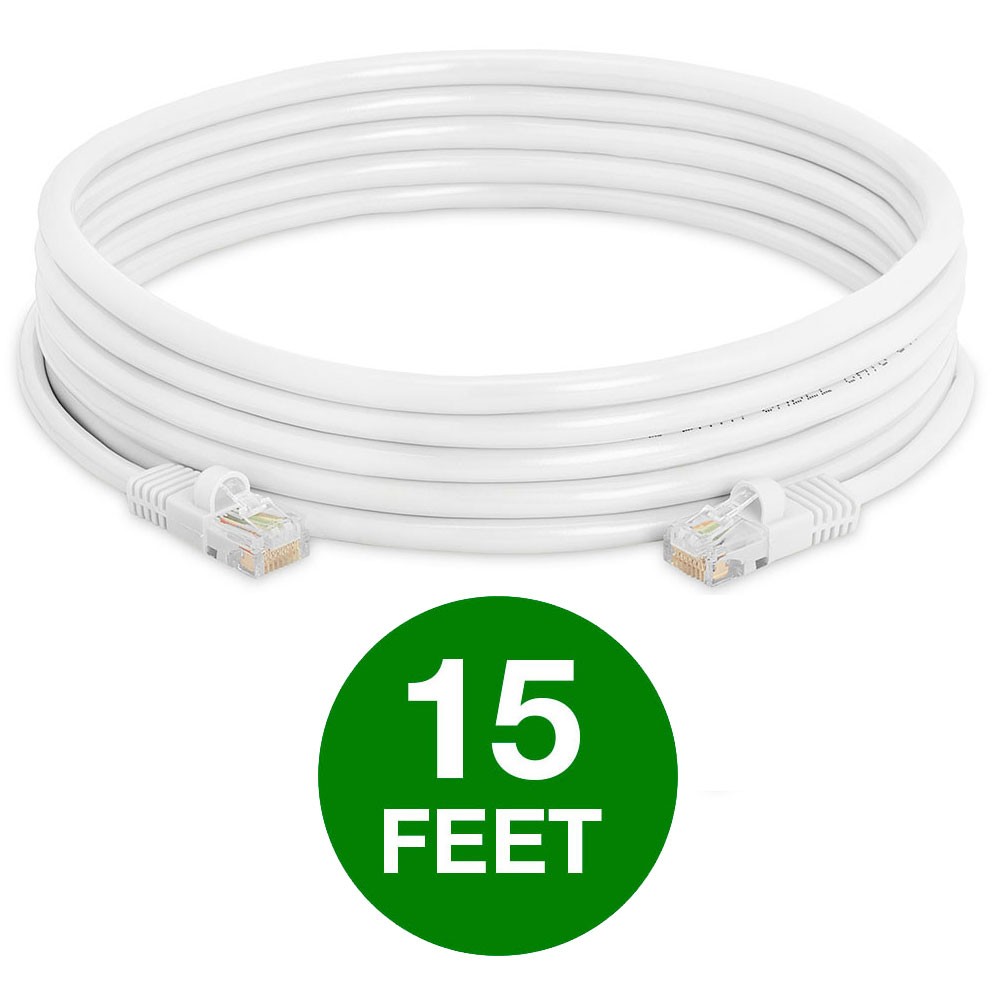 5 Pack Cat5e Patch Cable 1.5-15ft Premium Ethernet Cord for Home & Office White