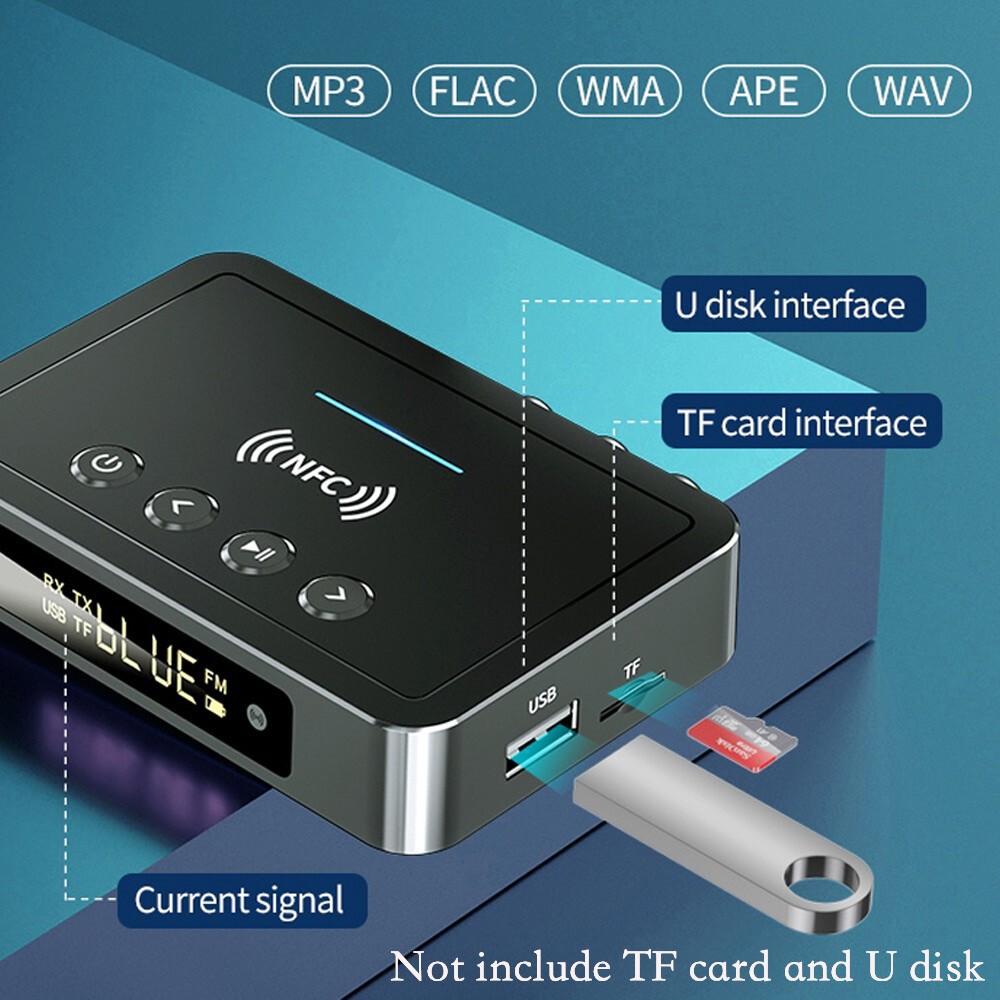 NFC Bluetooth Transmitter Receiver 3.5mm AUX To 2 RCA Wireless Audio Adapter USA