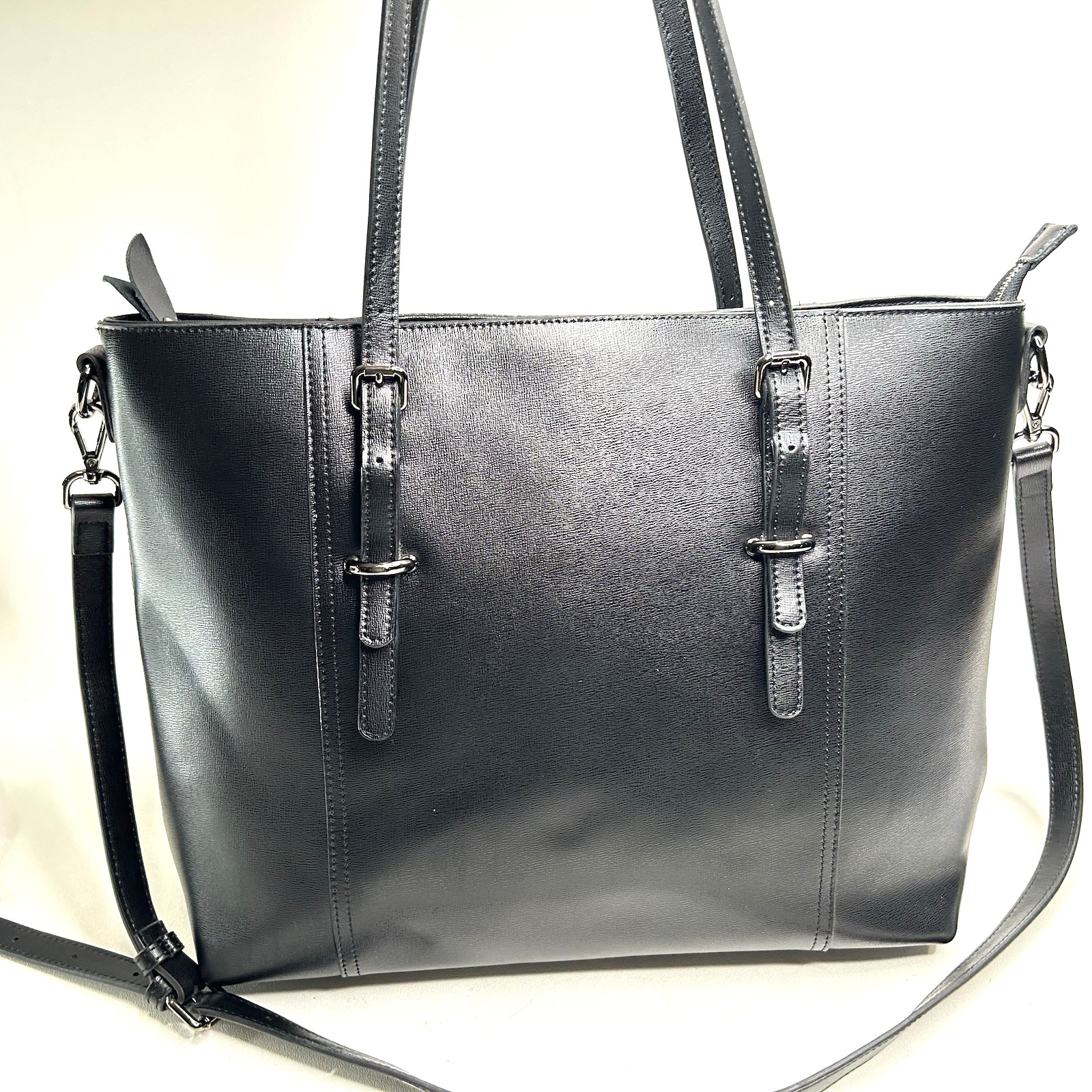 S ZONE Blk Leather 15.6″ Laptop Briefcase, Women’s Office Shoulder Handbag