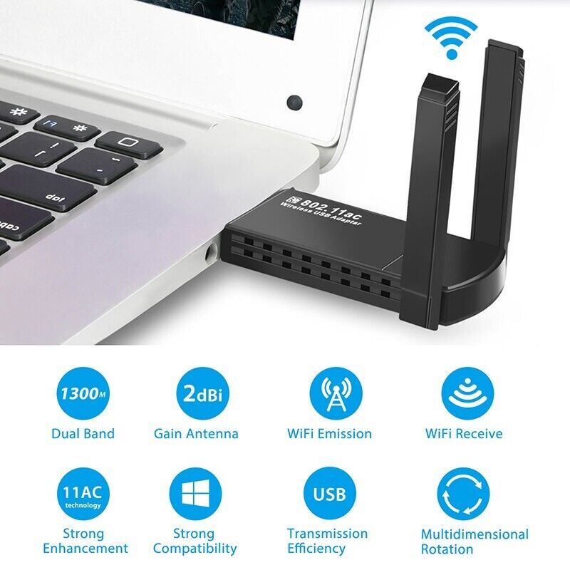 USB 3.0 Wireless WIFI Adapter 1300Mbps Long Range Dongle Dual Band Network lot