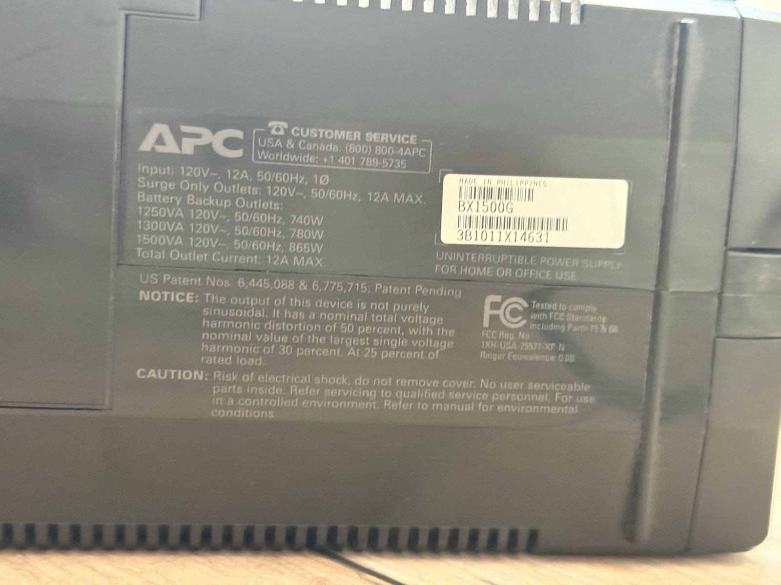 APC Back-UPS XS 1500 BX1500G 865W UPS Battery Backup Surge Protector YES Battery