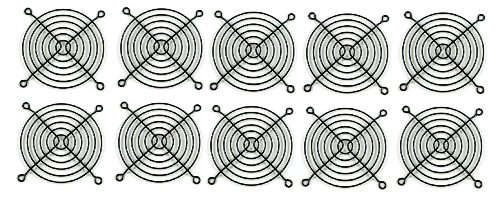 80mm Wire Metal Computer Case Fan Grill / Finger Guard – Black (Lot of 10)